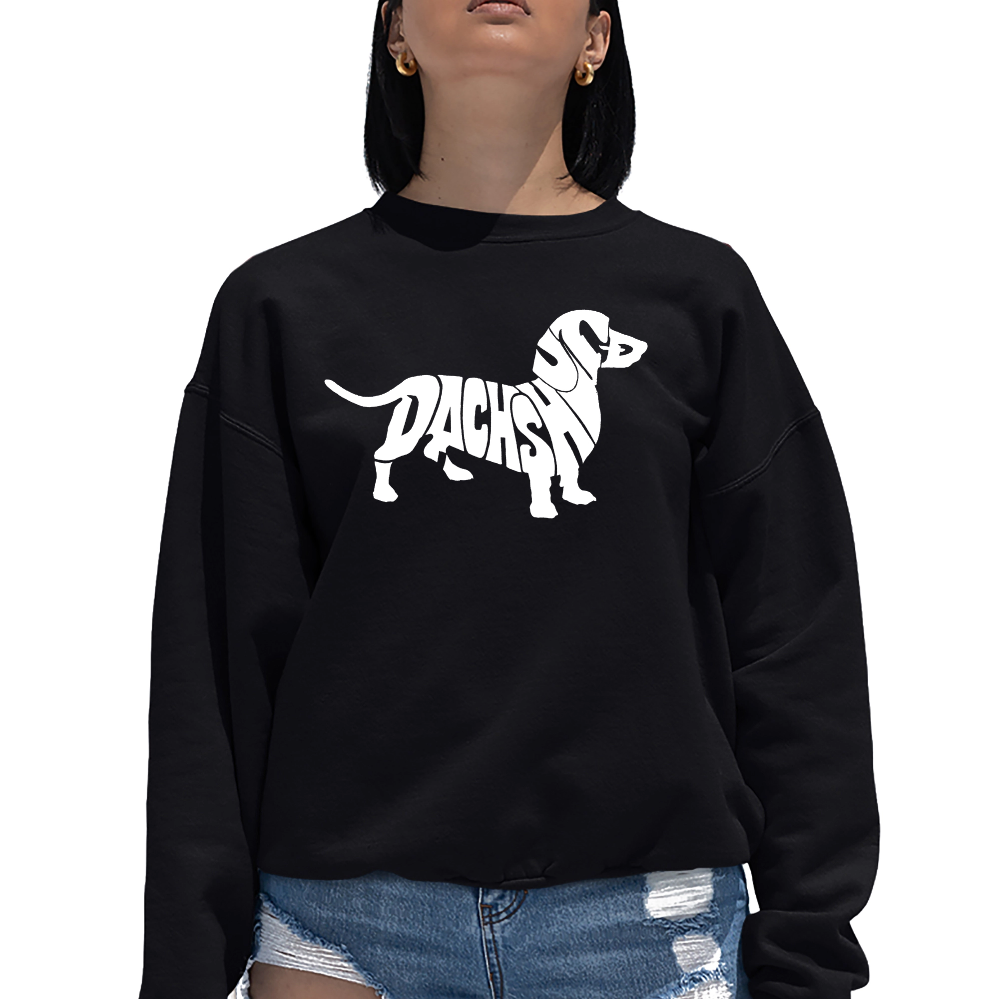 LA Pop Art Dachshund - Women's Word Crewneck Sweatshirt