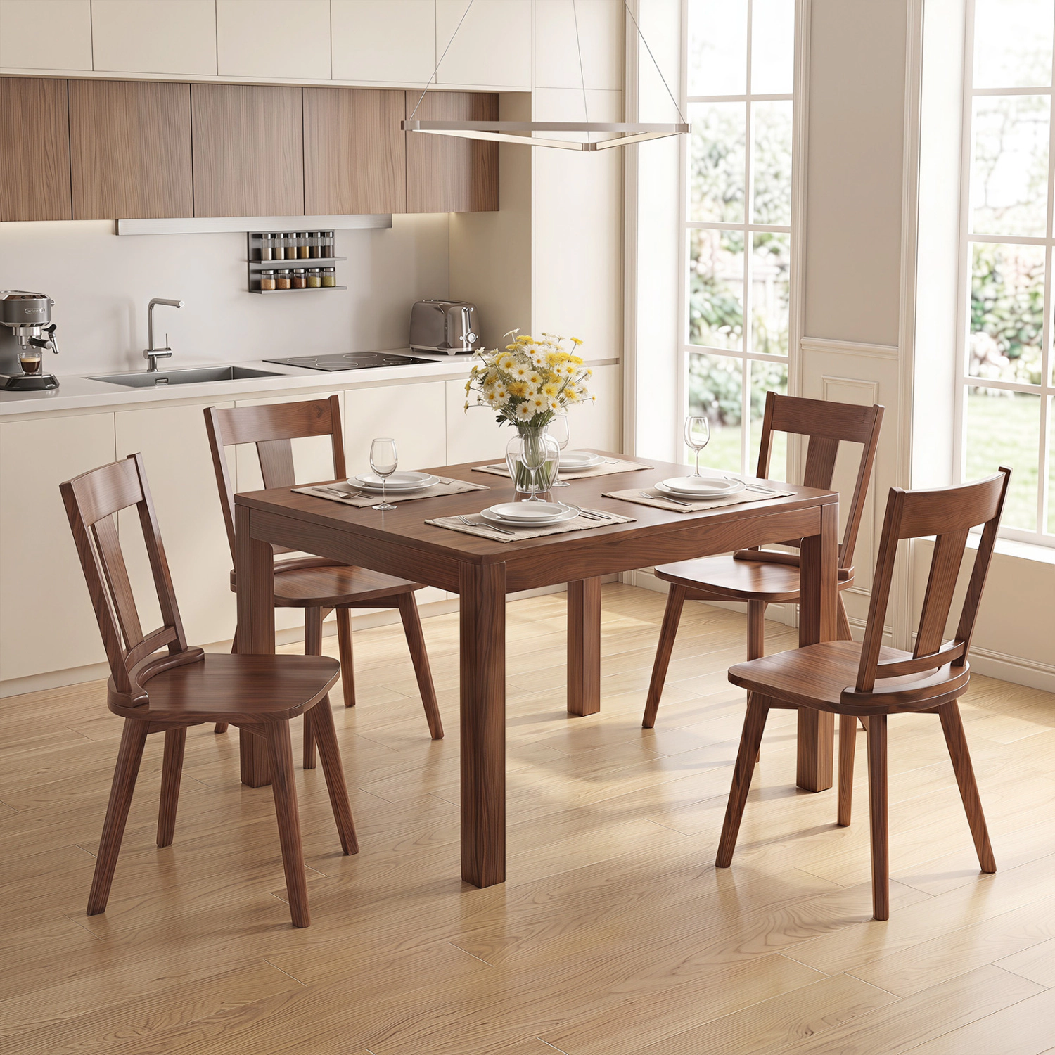 LJG Dining Chairs Set of with Solid Wood Backrest for Kitchen Dining Room