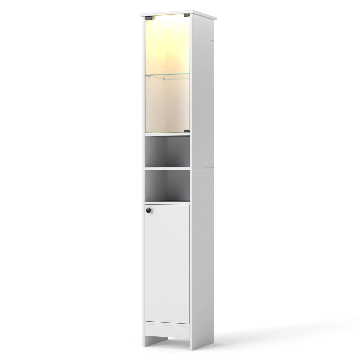 SlickBlue LED Bathroom Cabinet with Glass Door and Adjustable Shelves