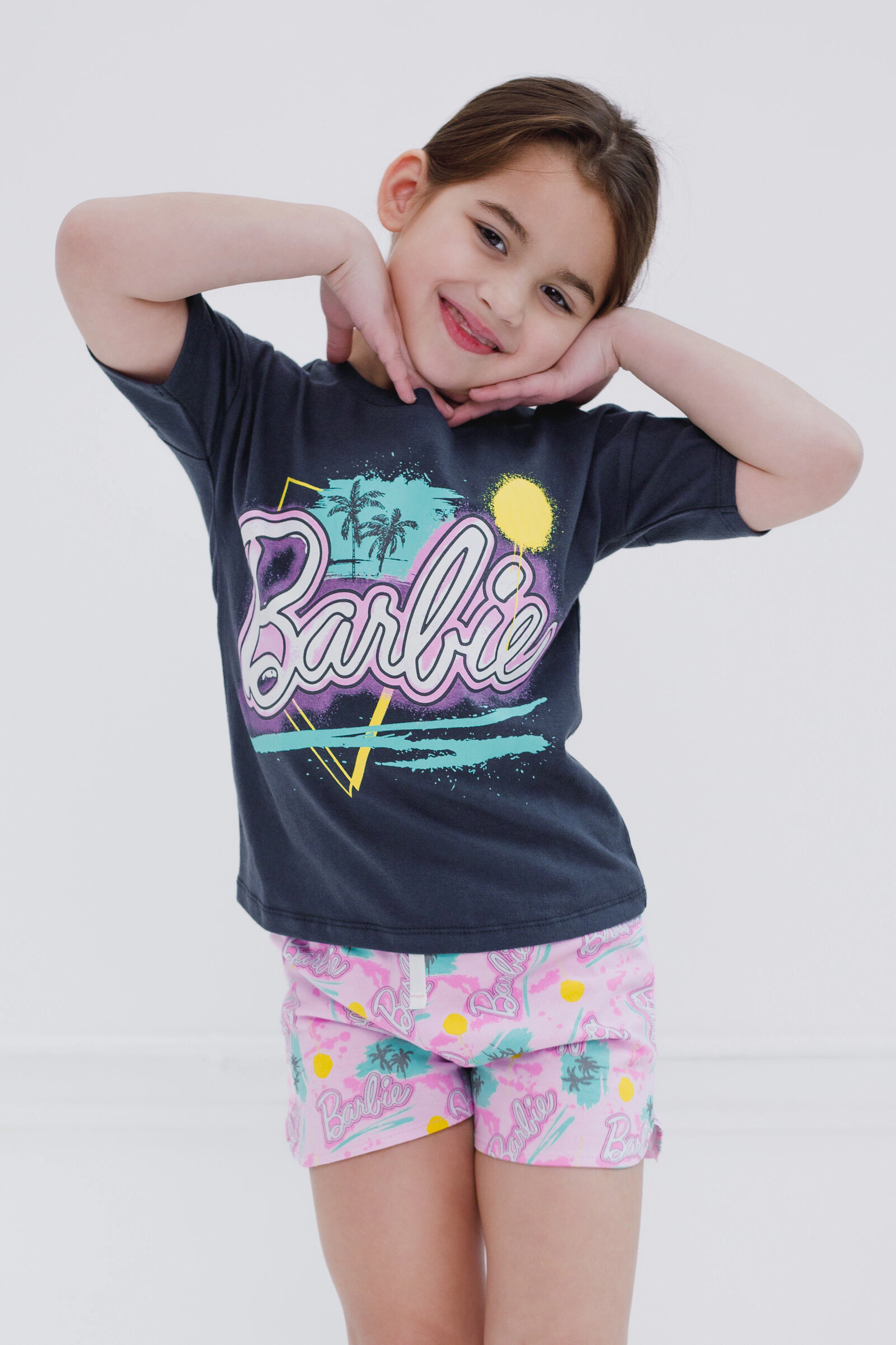 Barbie Girls' 2-Piece T-Shirt and French Terry Shorts Set