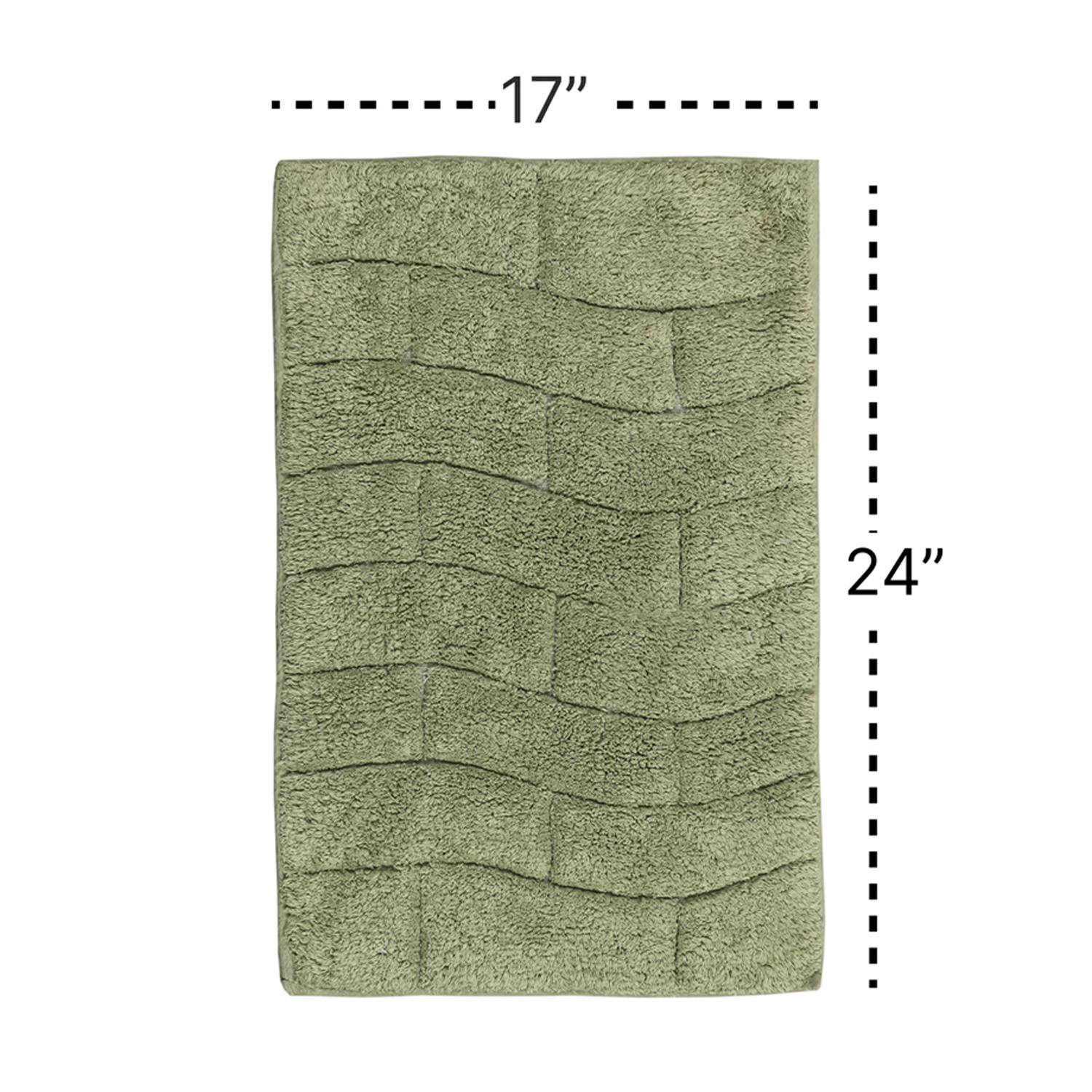 Knightsbridge Stylish And Comfortable All Season Traditional New Tile Design Cotton Bath Rug 17" X 24" Sage