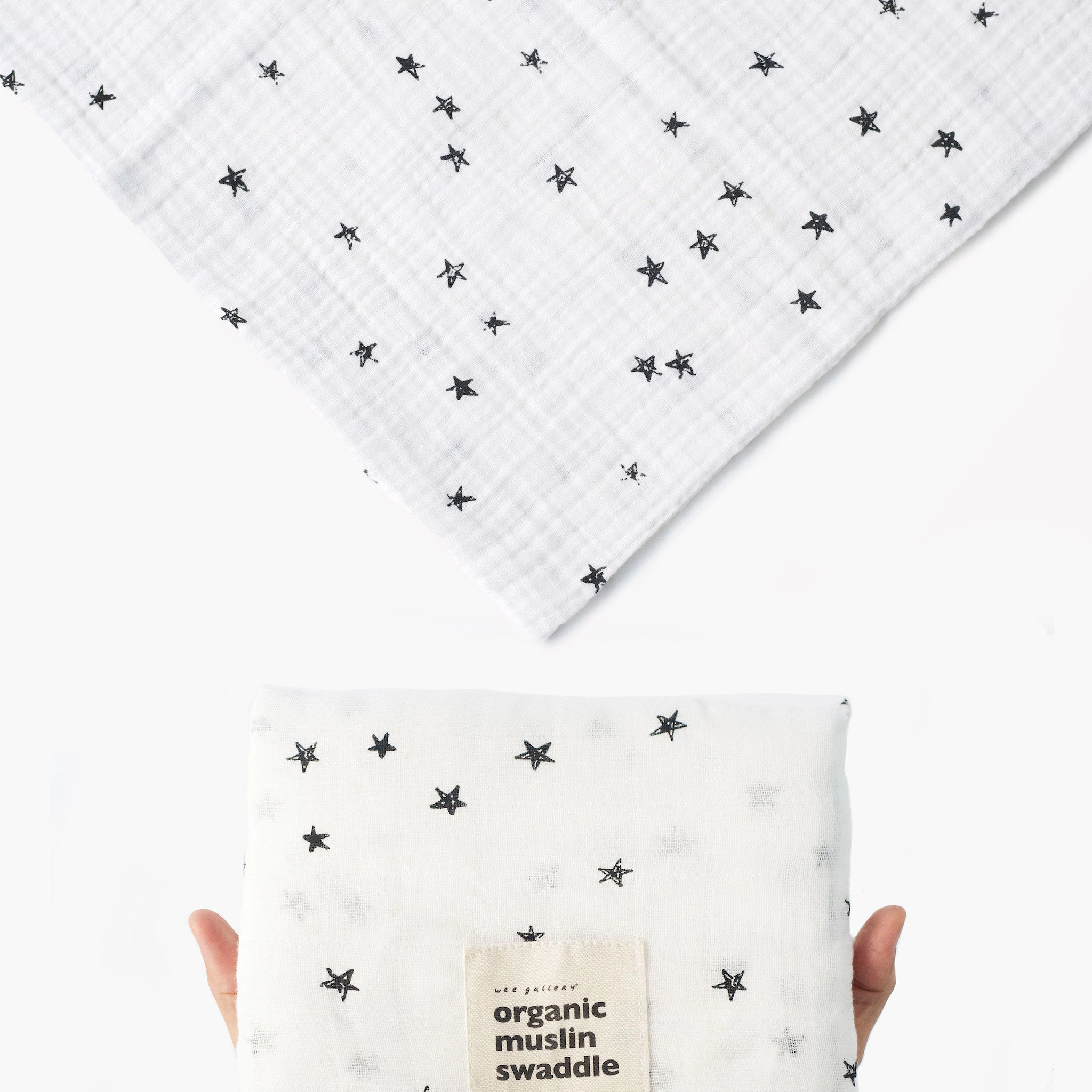 Wee Gallery Organic Muslin Swaddle and Bear Snuggle Blanket - Stars