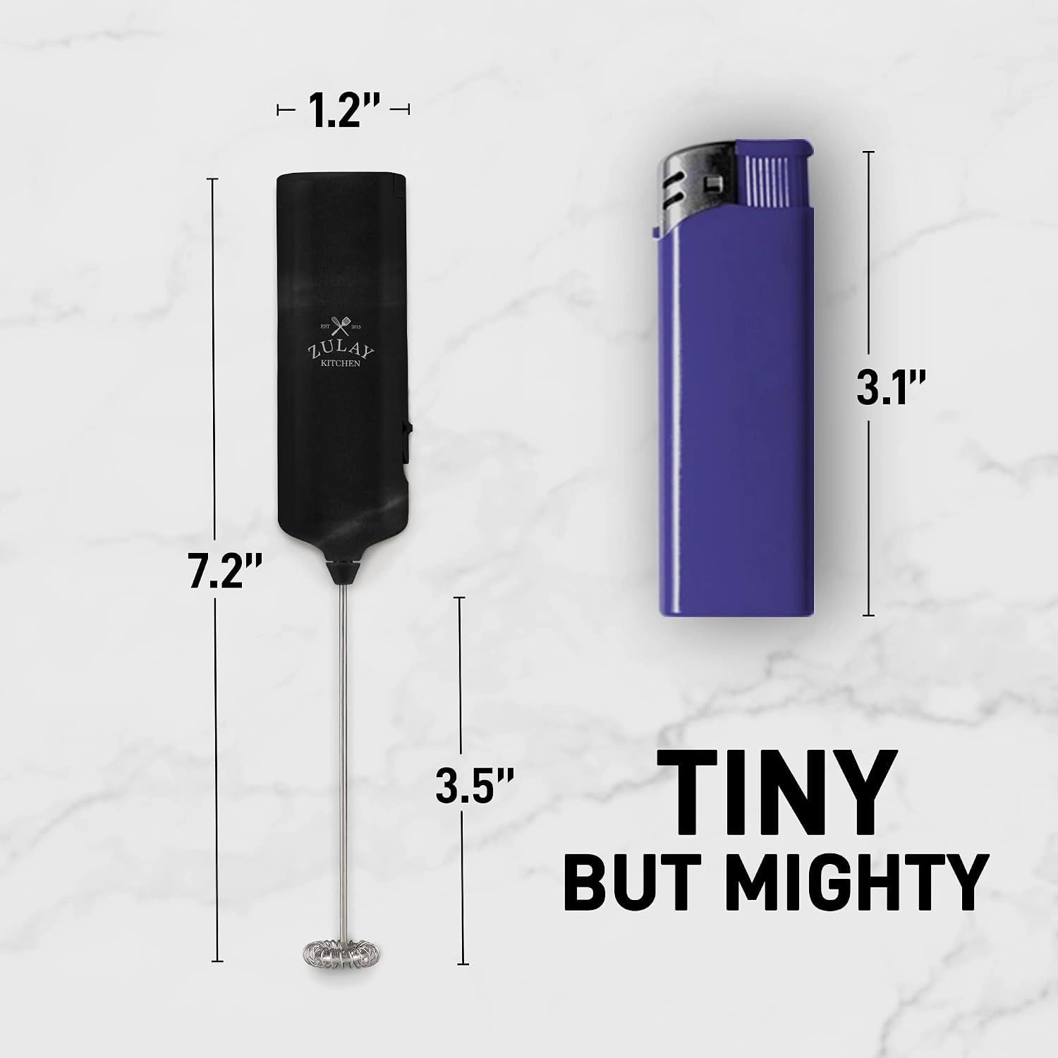 Zulay Kitchen Mini & Mighty Detachable Whisk Milk Frother – Compact Pocket