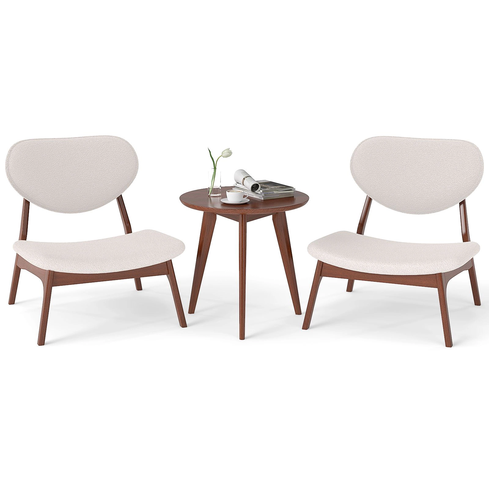 SlickBlue Unisex Set of 2 Velvet Accent Chairs with Side Table