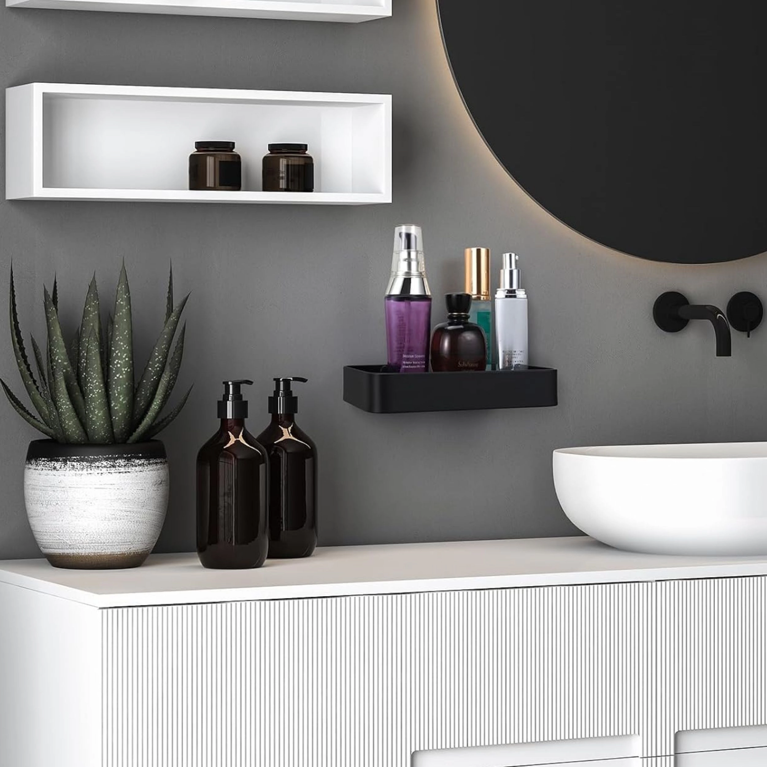 Stock Preferred Wall Mounted Glass Floating Bathroom Shelf Organizer