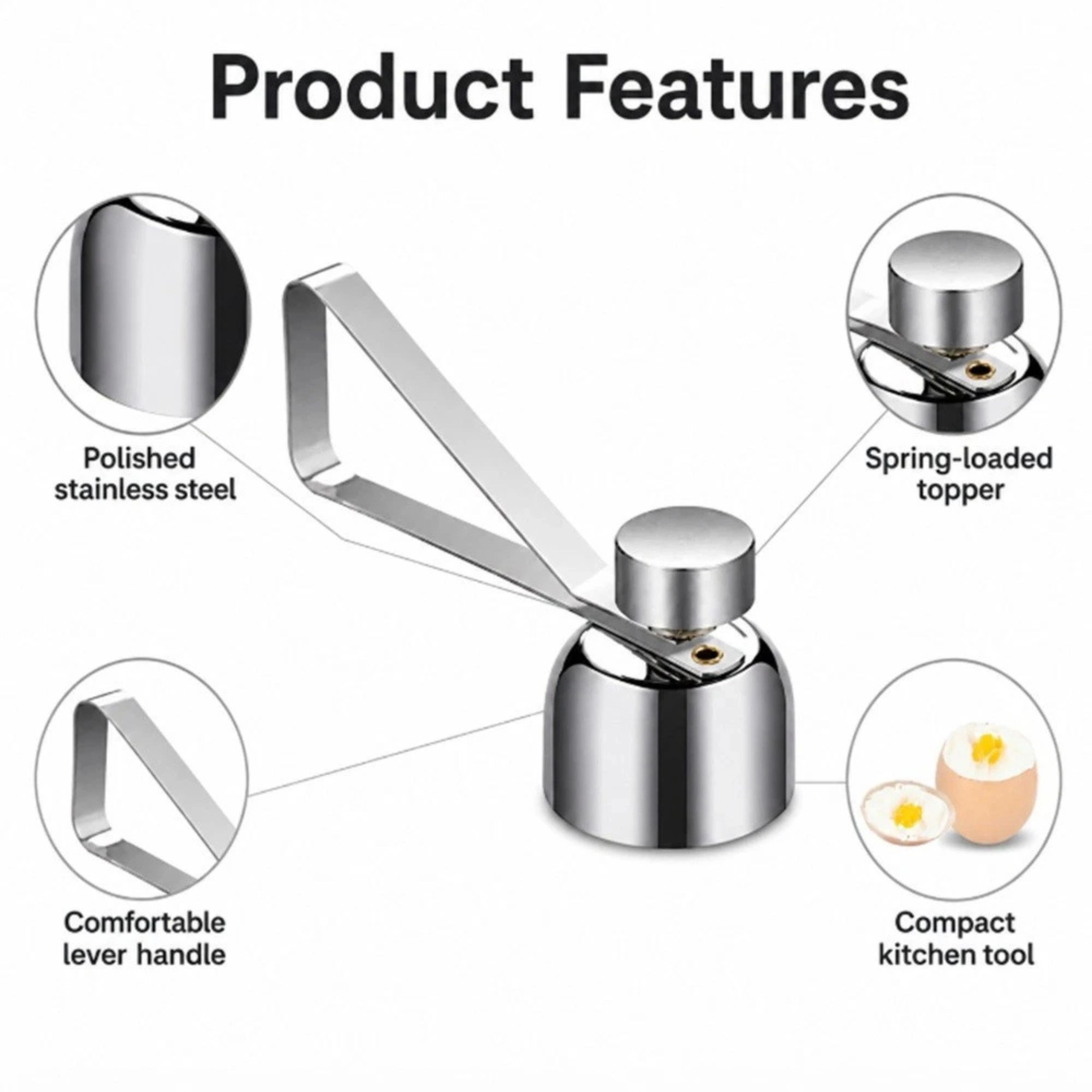 Home Collection Stainless Steel Egg Topper Shell Cutter & Cracker Tool
