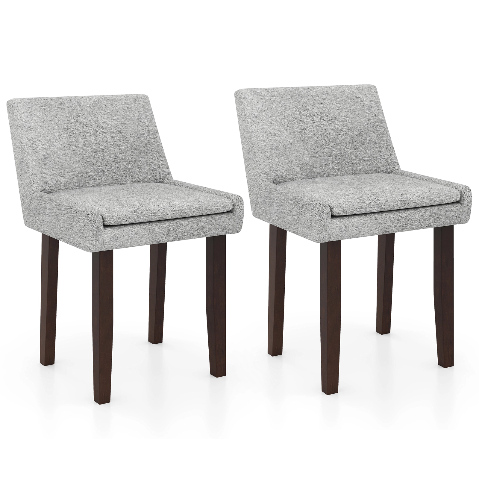 SUGIFT Modern Upholstered Fabric Side Leisure Chair Set of 2 with Removable Cushion 350-Lb Capacity Gray and Dark Brown