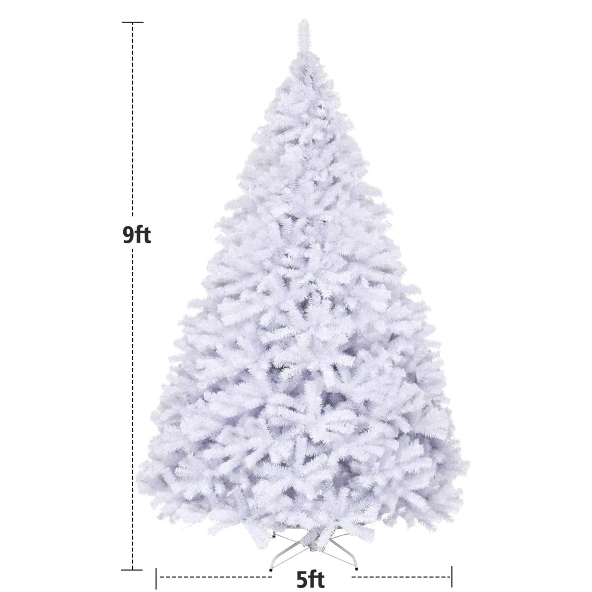 Glintex 9-Ft White Christmas Tree with 2132 Branch Tips and Foldable Iron Base, White