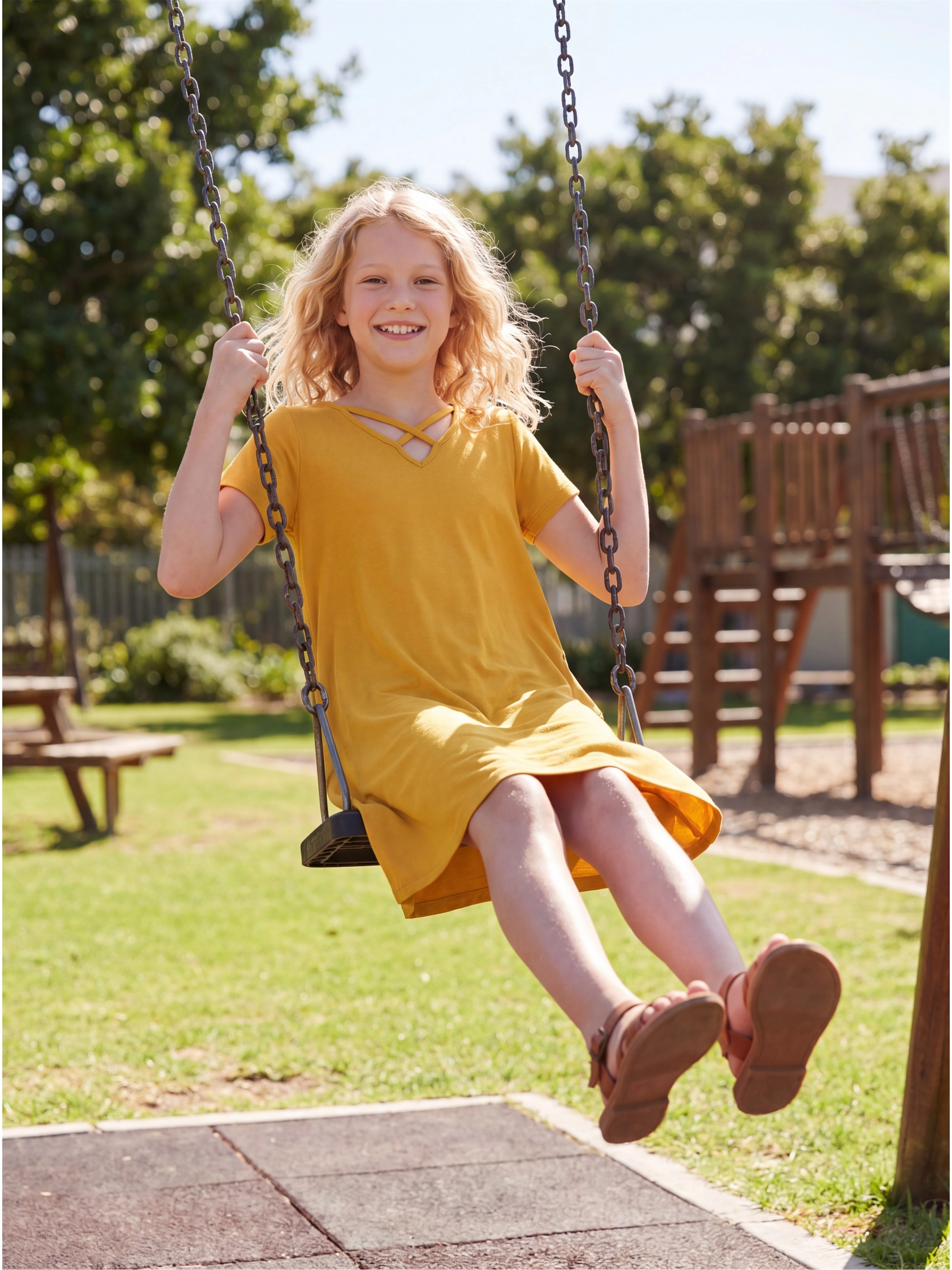 24sevenKid Essential Girls Short Sleeve T Shirt Dress