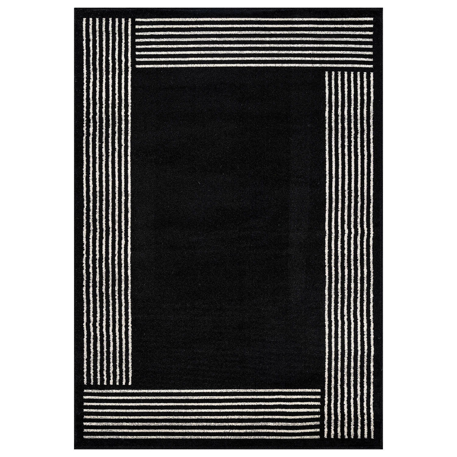 World Rug Gallery Modern Minimal Bordered Area for Living Room, Bedroom, or Entryway – Low Pile