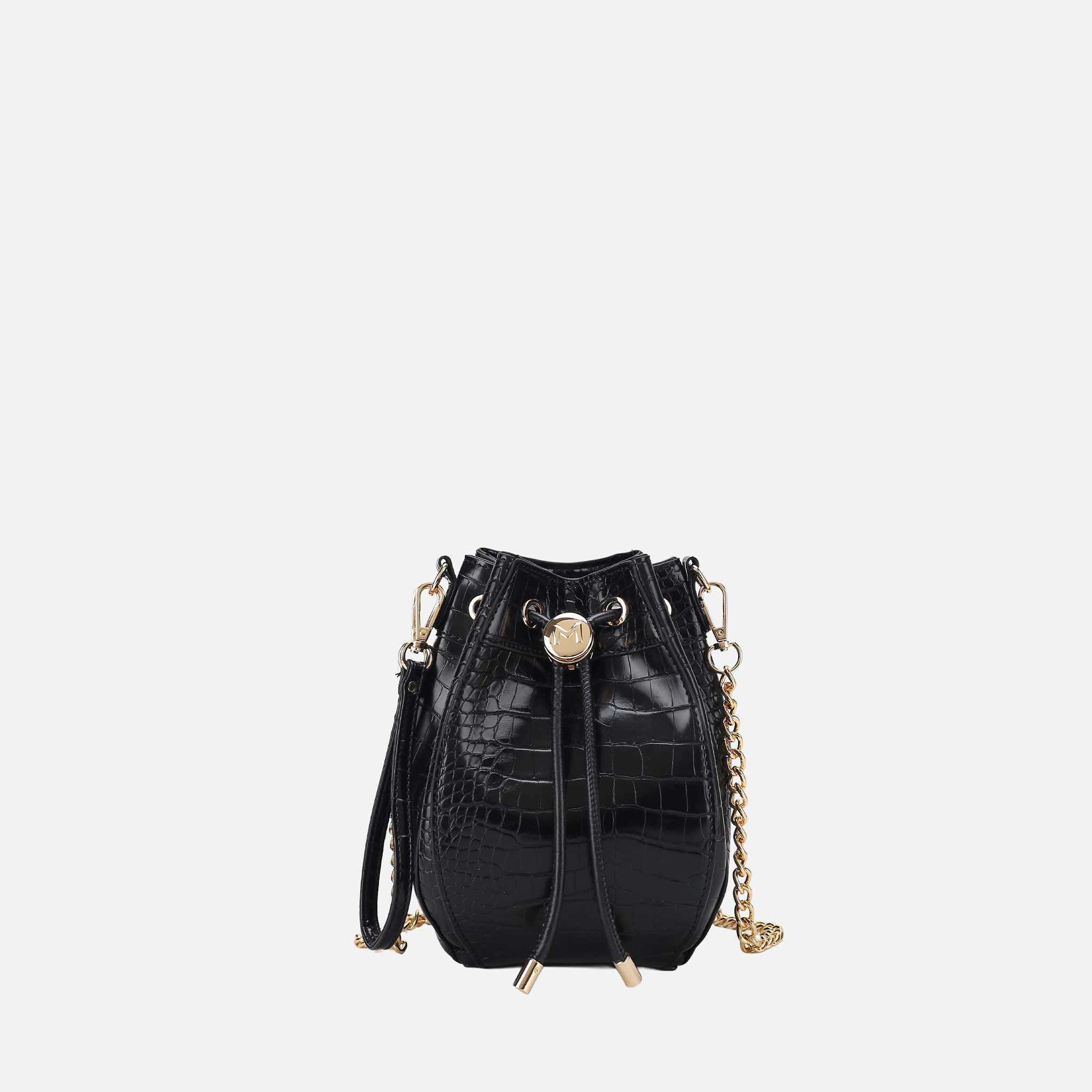 MKF Collection by Mia K Cassidy Croco Embossed Vegan Leather Hobo Bucket Bag