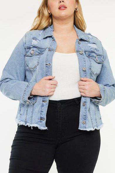 KanCan Women's Plus Denim Jacket Loren