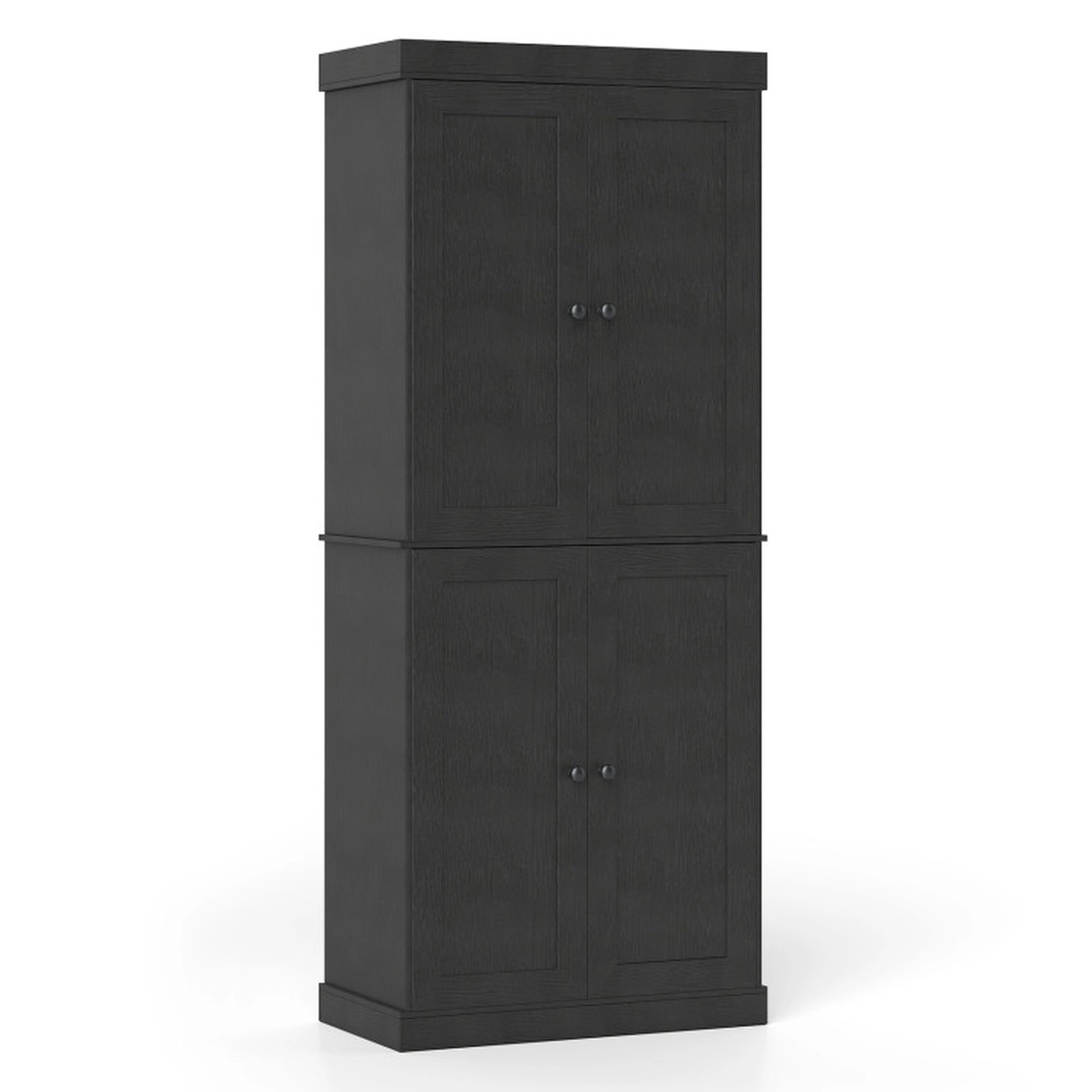 SUGIFT Four-Door Kitchen Pantry Cabinet with 2 Adjustable Shelves and Anti-Tipping Kits 22-lb Shelf Capacity Black