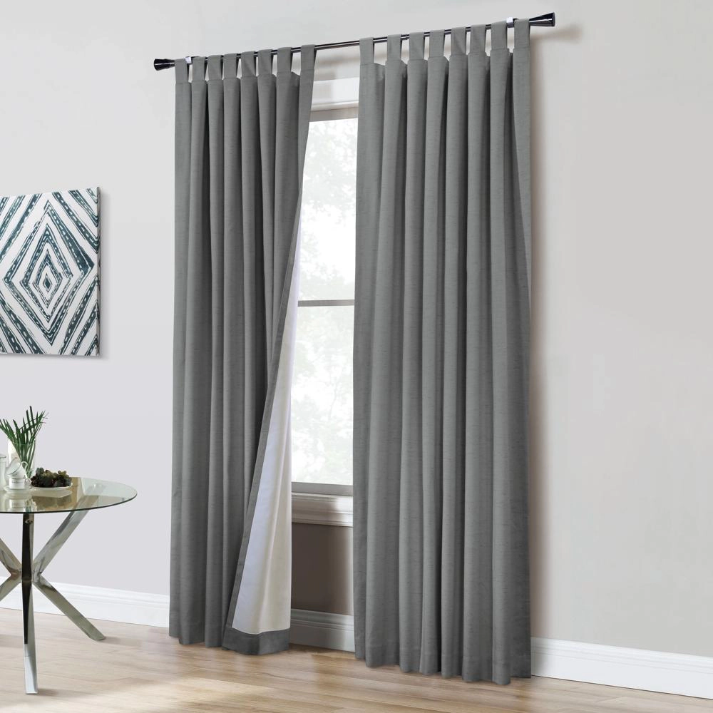 Thermaplus Ventura Blackout Window Treatment Tab Top Curtain Panel for Bedroom Livingroom 52" x 95" Dark Grey