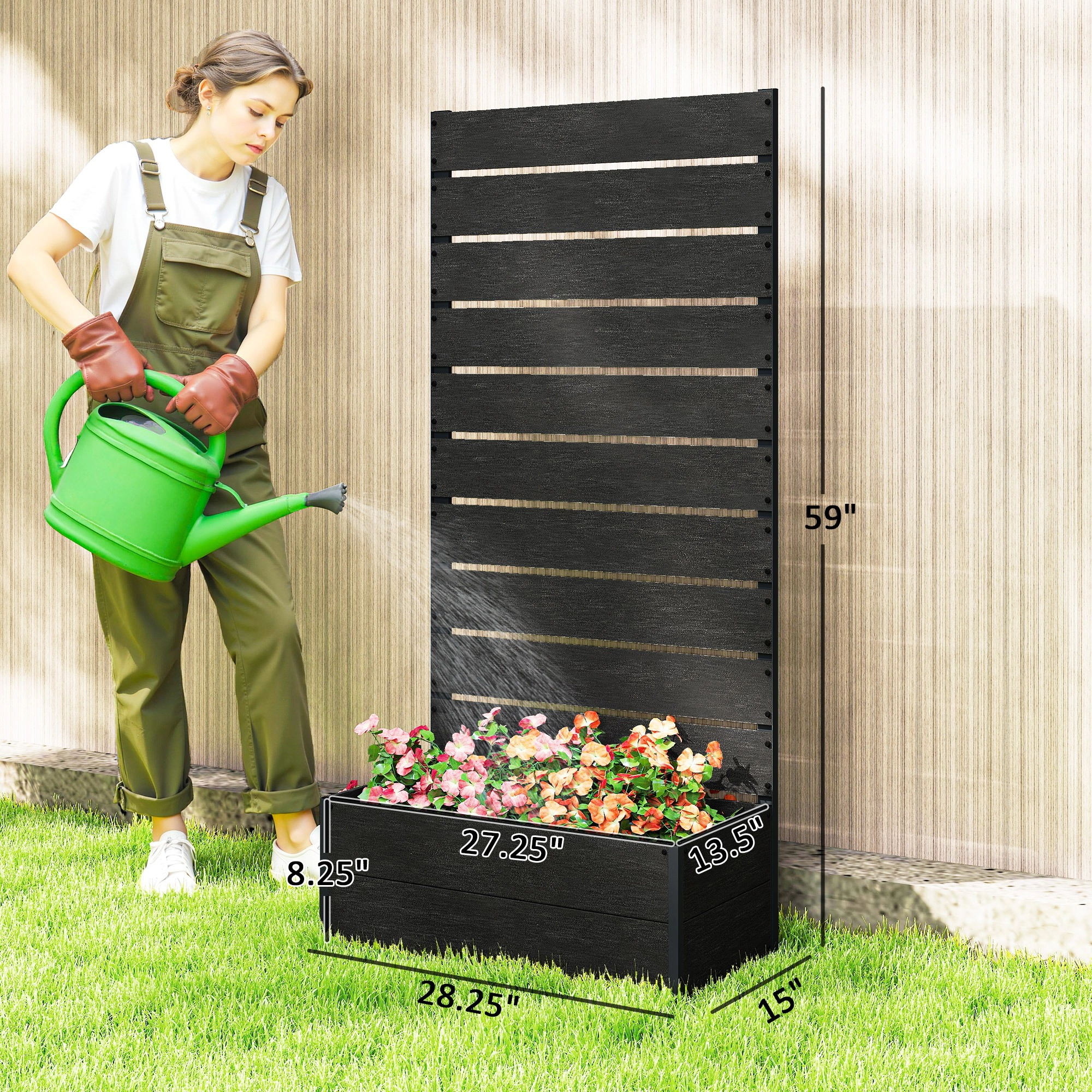 HONGGE Trellis Planter for Climbing Plants, Raised Garden Bed with Trellis, Box Outdoor