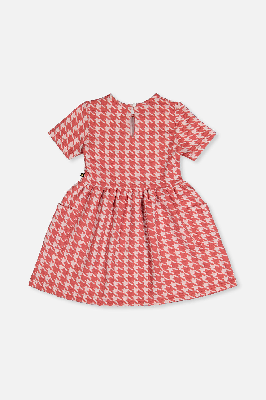 Deux par Girls Houndstooth Short Sleeve Dress with Pockets