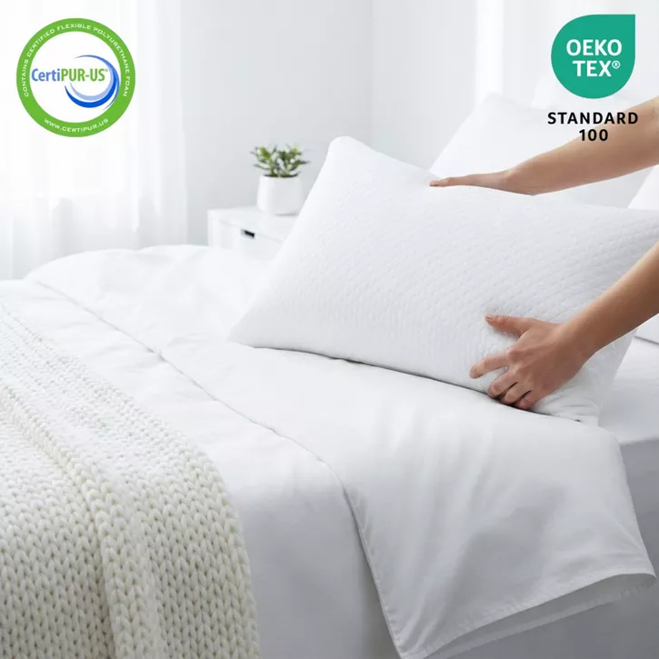 Comfety Memory Foam Pillow, Adjustable Firm Pillow w/ Shredded Memory Foam Fill, Supportive Pillows w/ Washable Cover