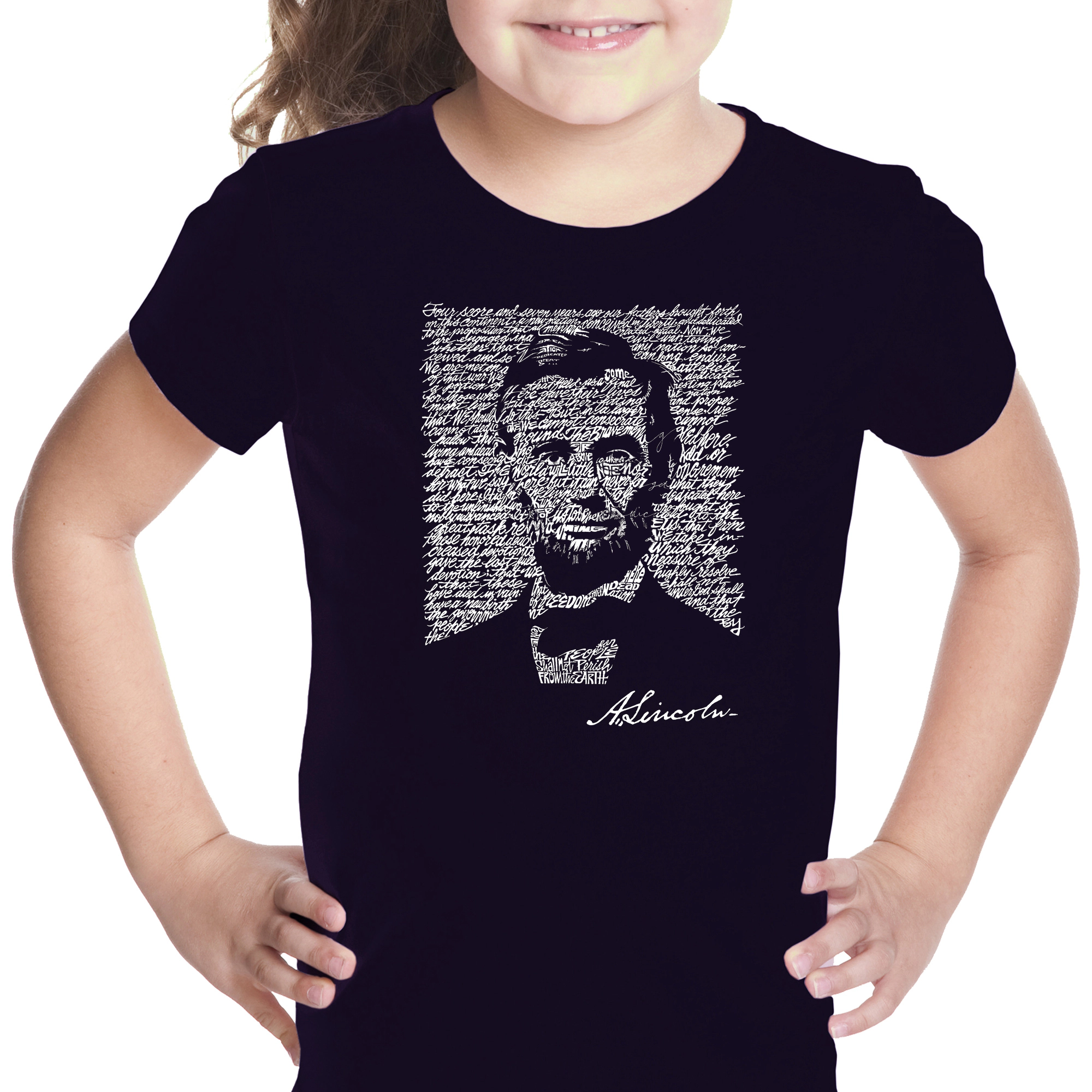LA Pop Art Girls Word T-Shirt - Abraham Lincoln