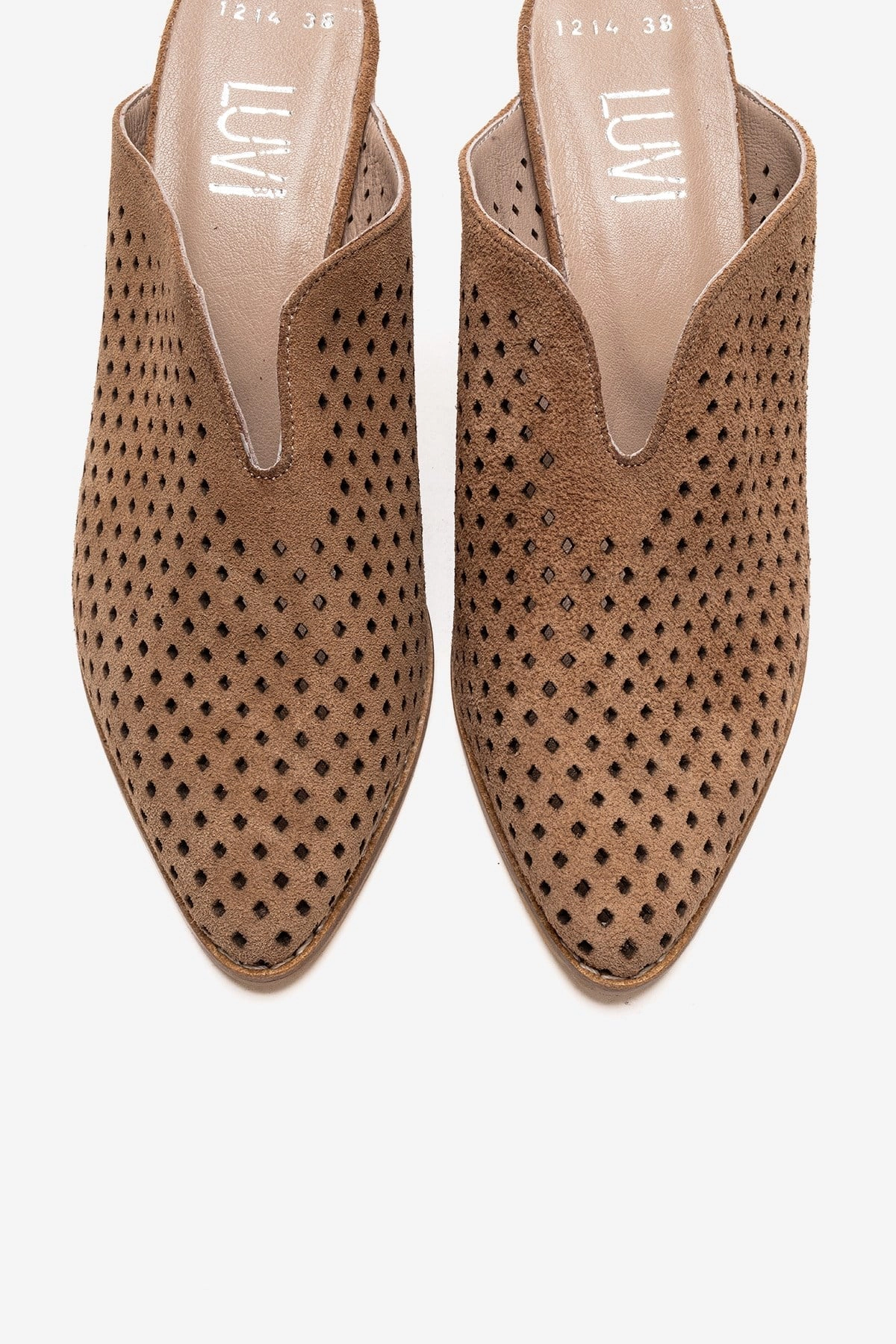 Forever & Always Womens Toen Leather Block Heel Mules