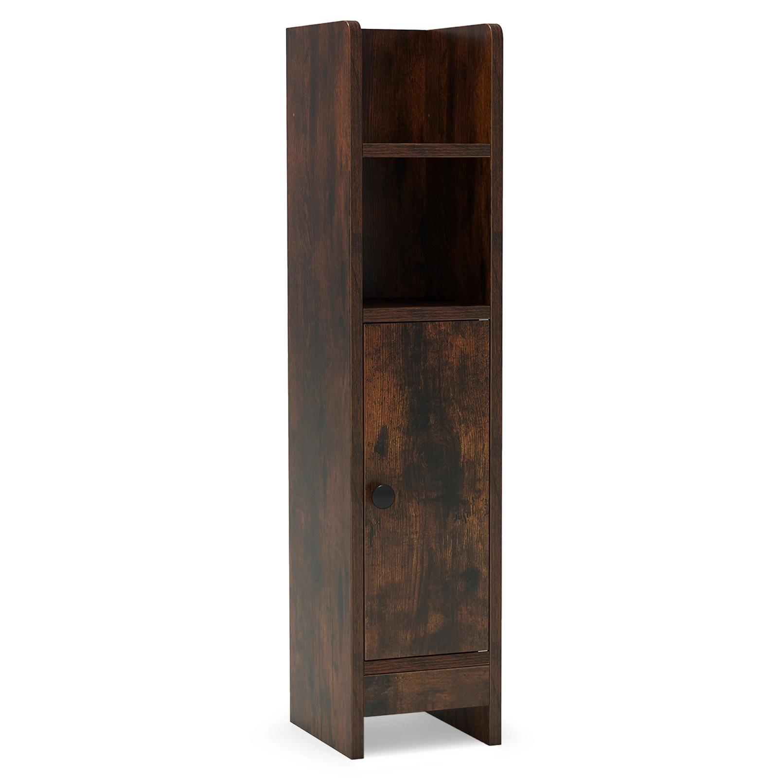 SUGIFT Slim Corner Bathroom Floor Cabinet with Door and Adjustable Shelf 31.5-in Tall 44-lb Capacity Rustic Brown