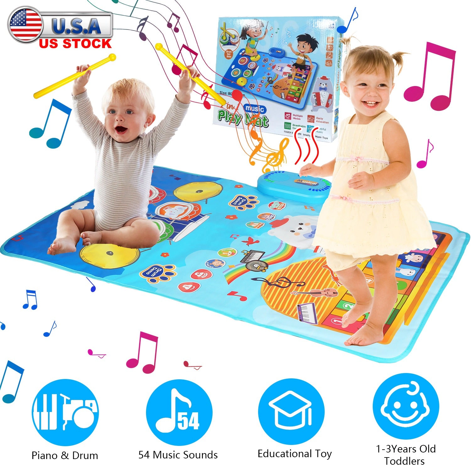 GBruno Kids' Musical Floor Piano Mat With Drums