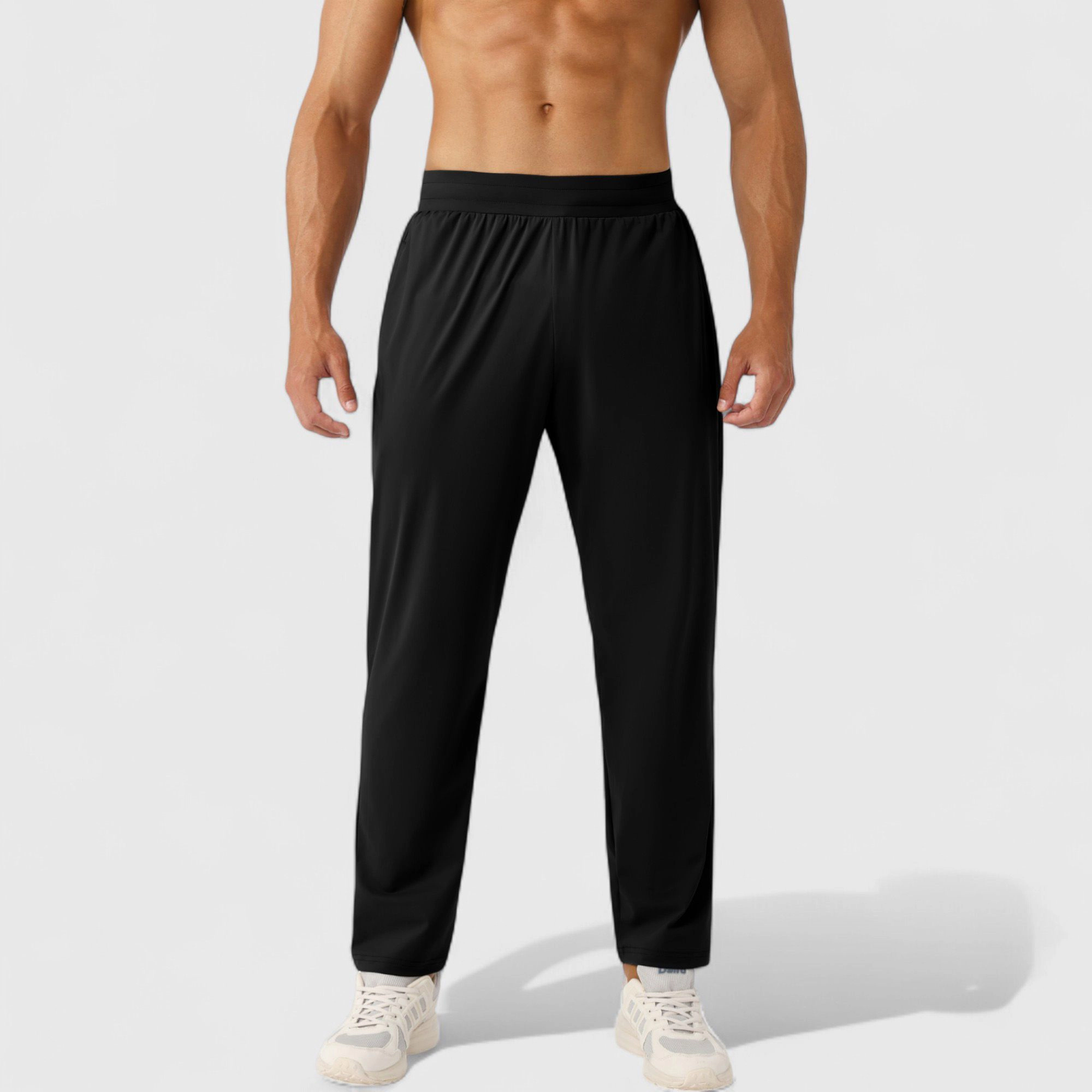 Anna-Kaci Men's Athletic Training Pants with Elastic Waistband and Straight-Leg Fit