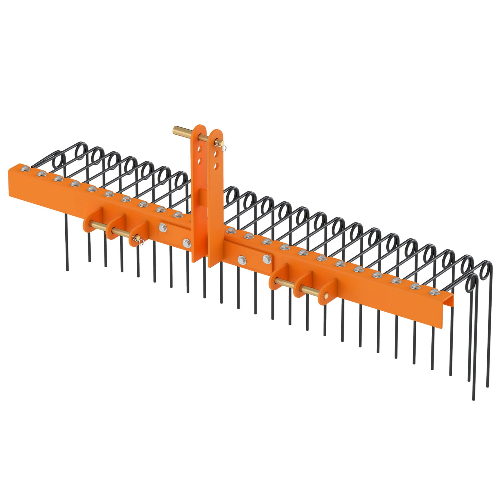 SUGIFT 60-in Pine Straw Rake Tow-Behind Garden Cart Attachment with 26 Metal Coil Tines 73-lb Metal Frame Black & Orange
