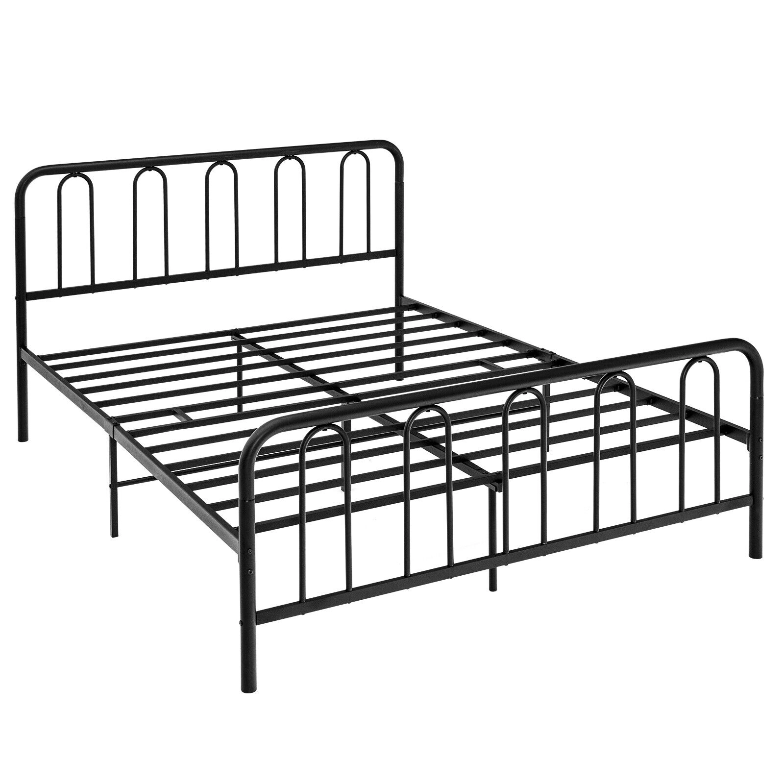 SUGIFT Steel Platform Queen Bed Frame with Headboard and Footboard 1100-lb Capacity 83.5-in Long 40-in Tall Black