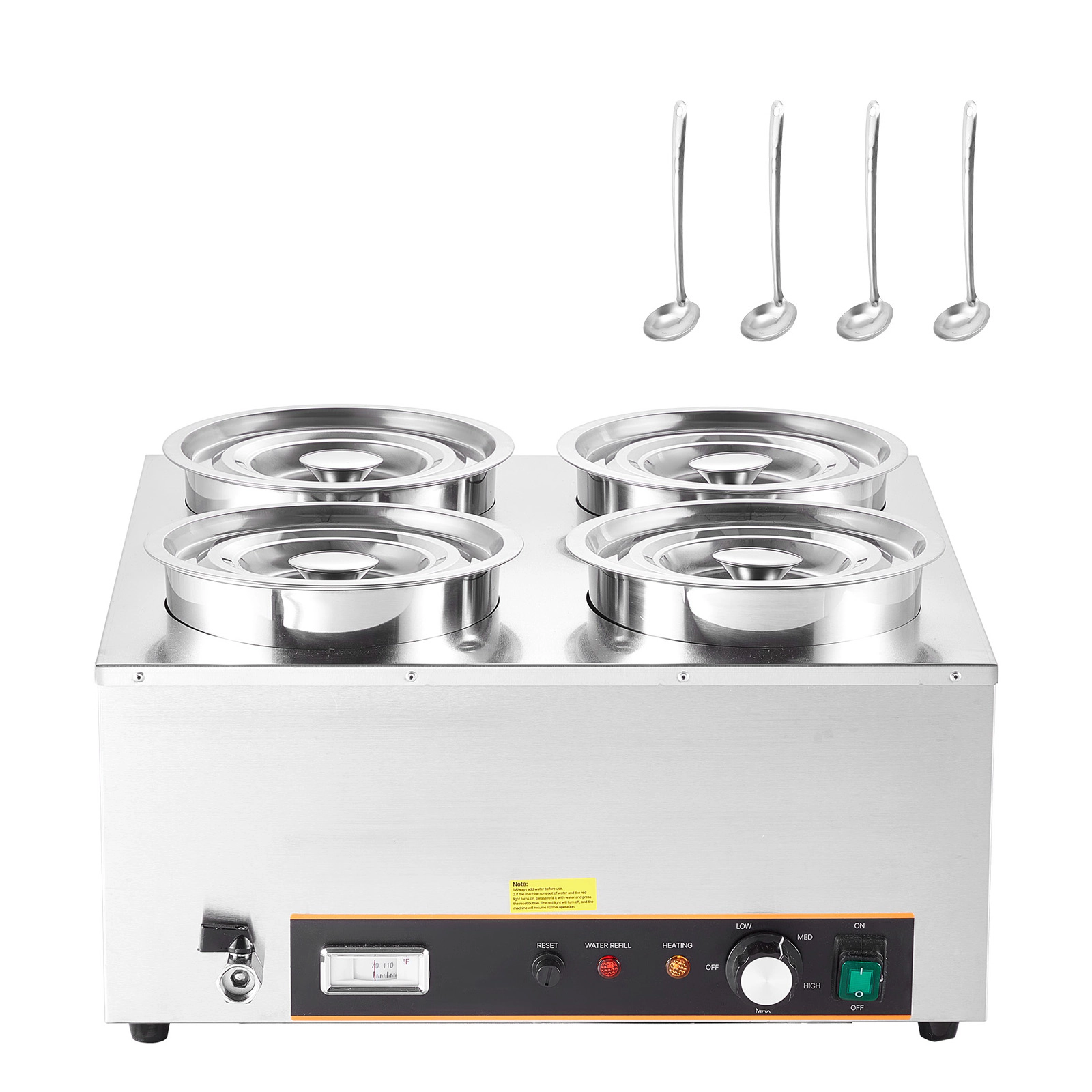 HONGGE Electric Soup Warmer, 6.34QT Stainless Steel Round Pot with 86~185°F Adjustable Temp