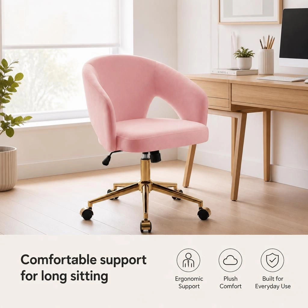 GOODSILO Upholstered Velvet Compact Office Task Chair