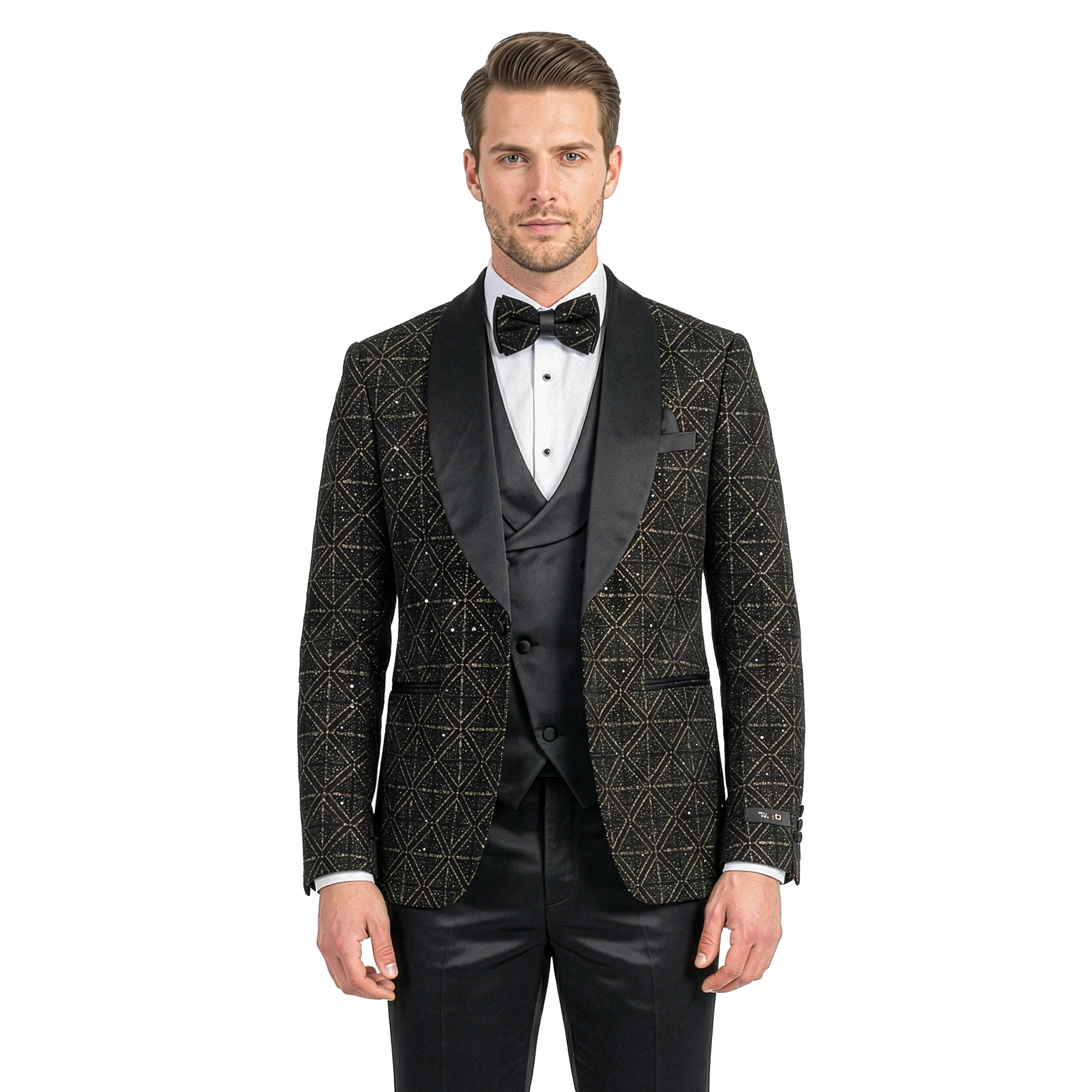 Tazzio Men’s Sequin Shawl Collar 3pc Tuxedo Set