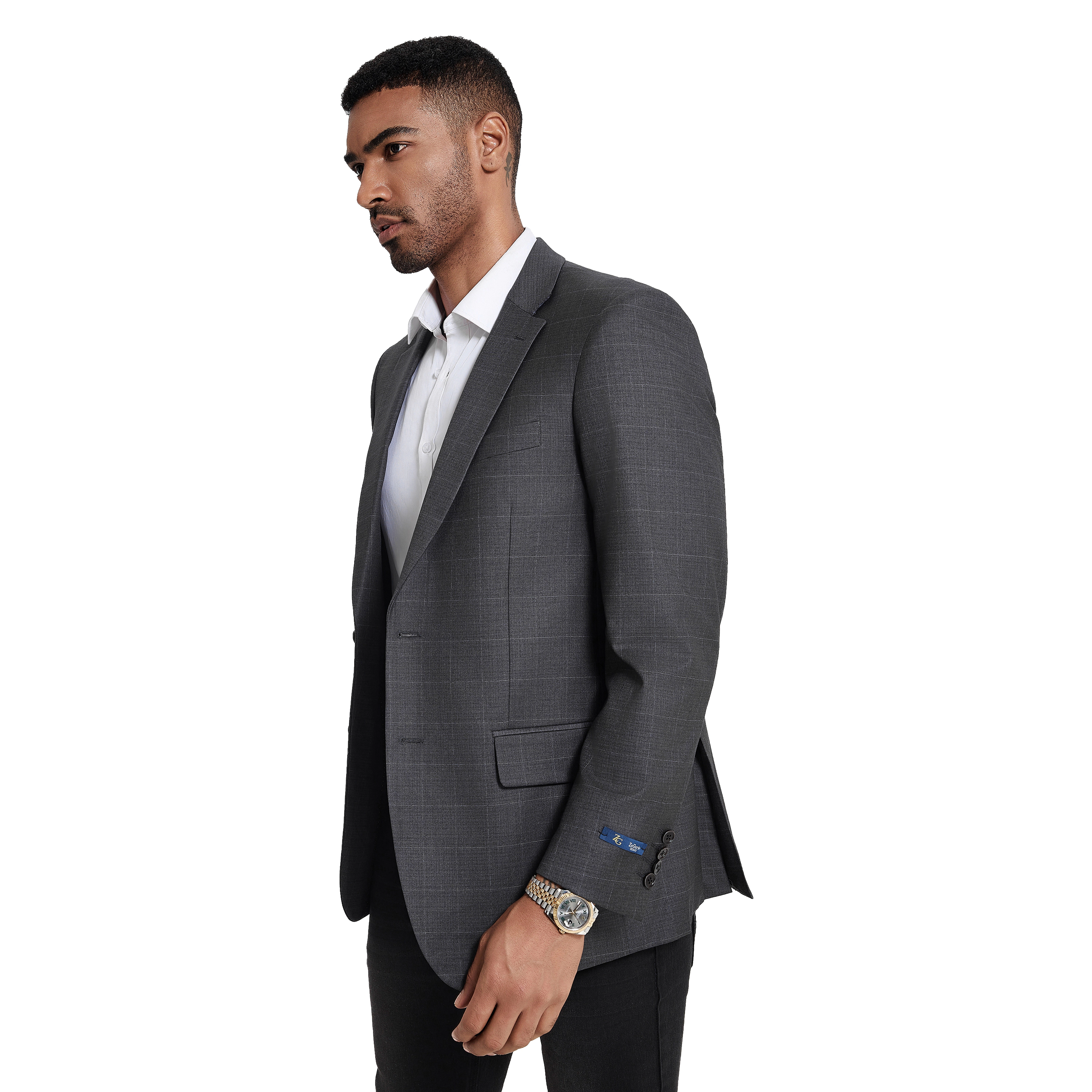 ZeGarie Mens Modern Fit Thin Windowpane Sport Coat