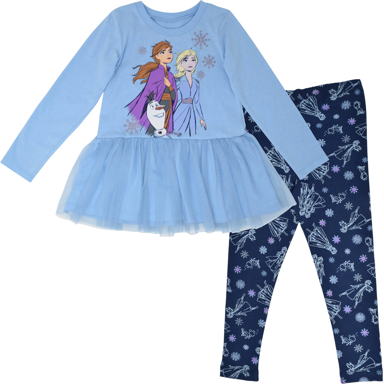 Disney Frozen Girls' Tulle Peplum Top and Leggings Set