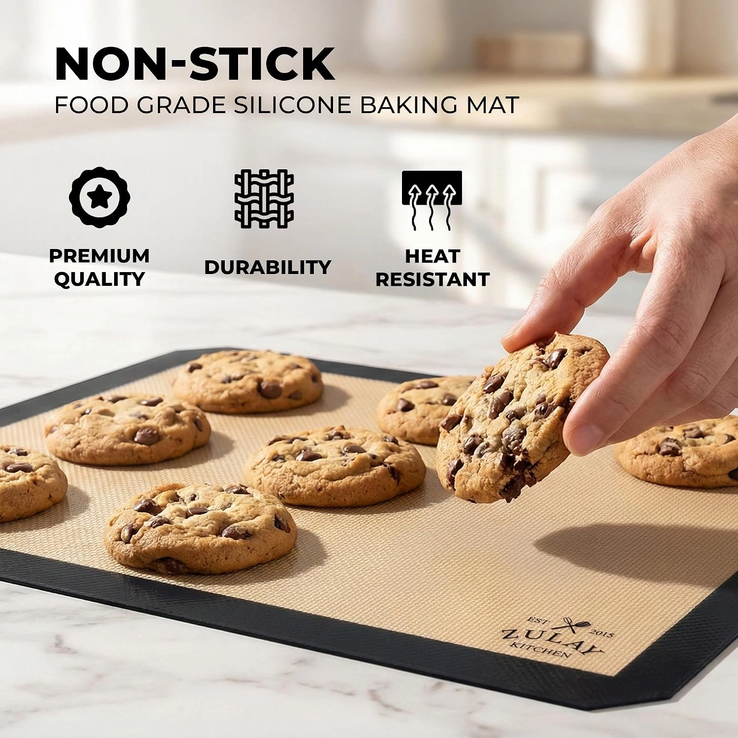 Zulay Kitchen 16.5"x11.6" 2-Pack Silicone Baking Mat - Reusable Nonstick Sheet