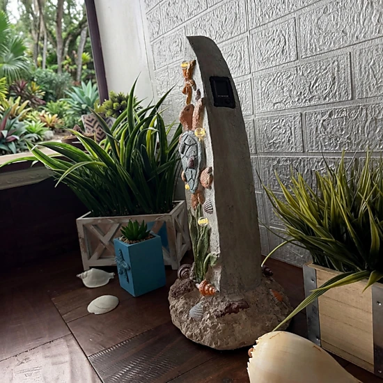 Fancy That Solar Sea Turtle Surfboard Garden Statue 4 Lights Magnesium ...