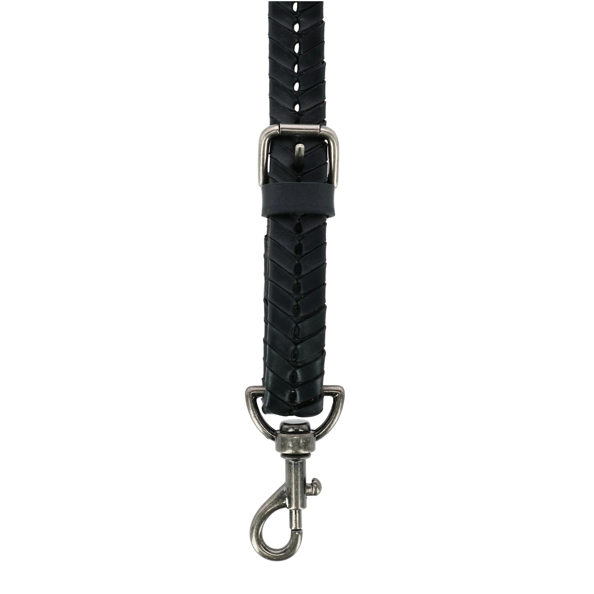 CTM Mens Coated Leather Flat Braided Suspenders with Metal Swivel Hook Ends