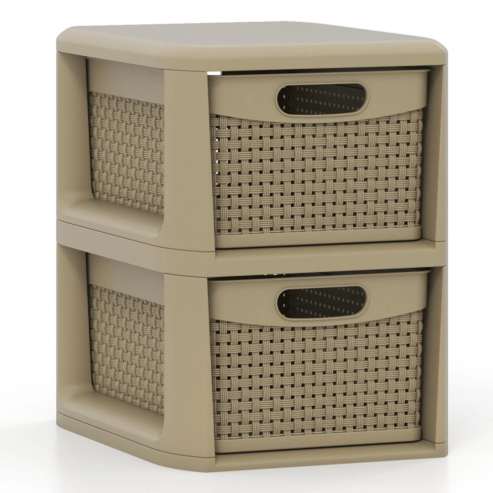 Hivvago 2-Drawer Storage Organizer With Wicker Patterns