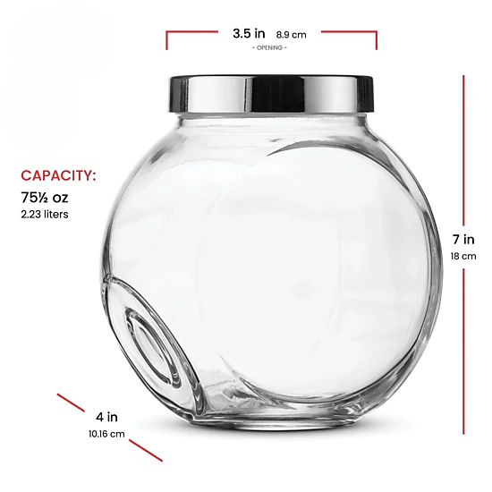 Home Collection 75.5 oz Glass Food Storage Jar with Airtight Metal Lid