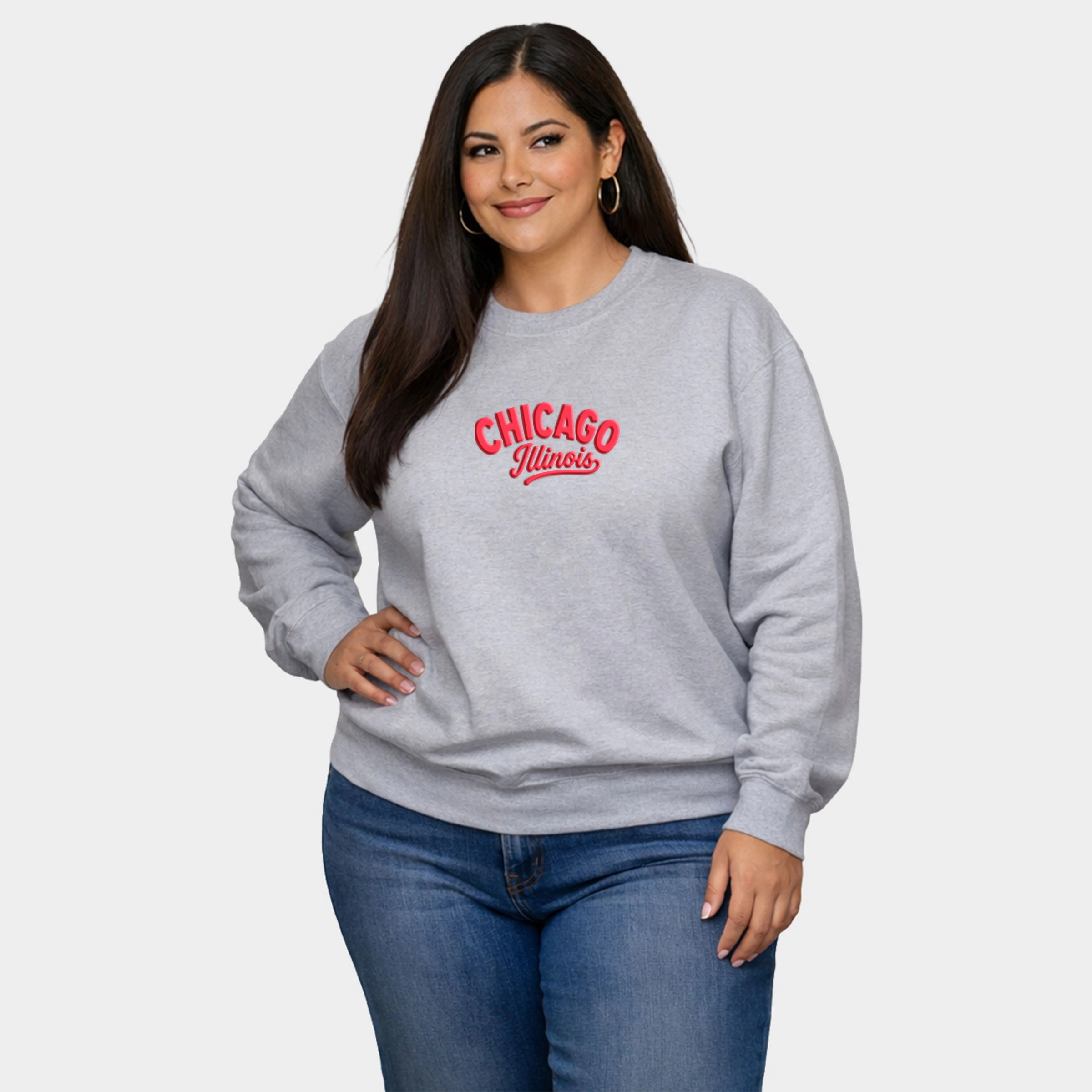 Simply Sage Market - Women's Plus Sized Graphic Sweatshirt Chicago Vibrant Puff Print