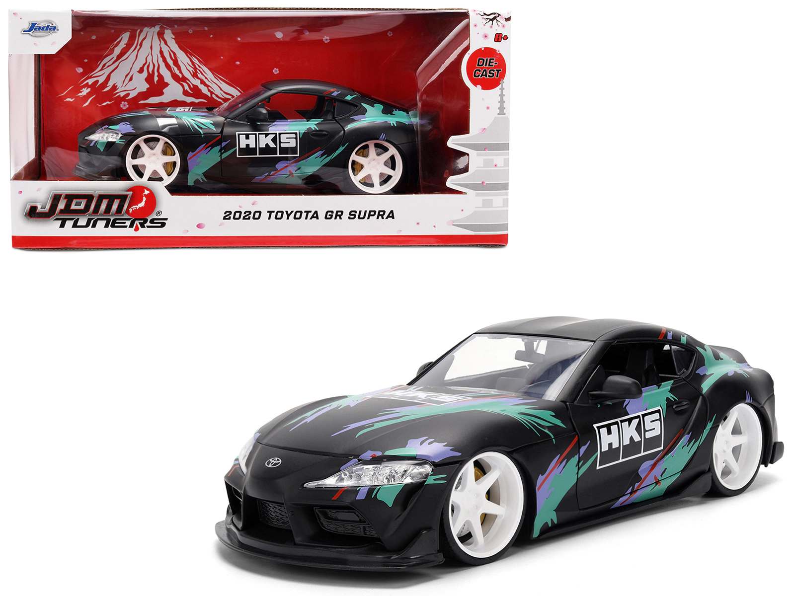 Jada 2020 Toyota GR Supra "HKS" Matt Black with Graphics "JDM Tuners" Series 1/24 Diecast Model Car by Jada