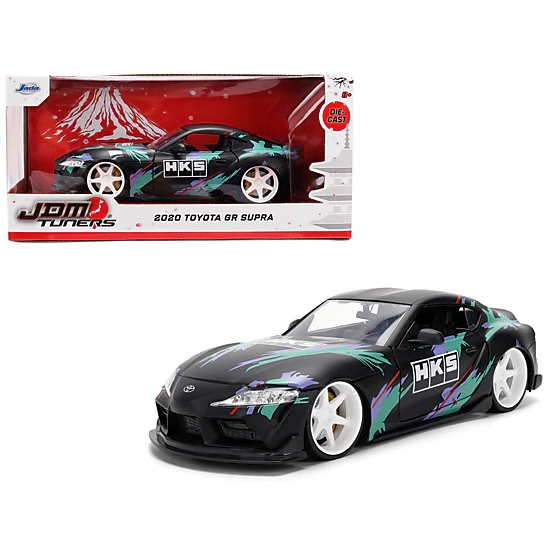 Jada Collectible 2020 Toyota Gr Supra "Hks" Matt Black With Graphics "Jdm Tuners" Series 1/24 Diecast Model Car