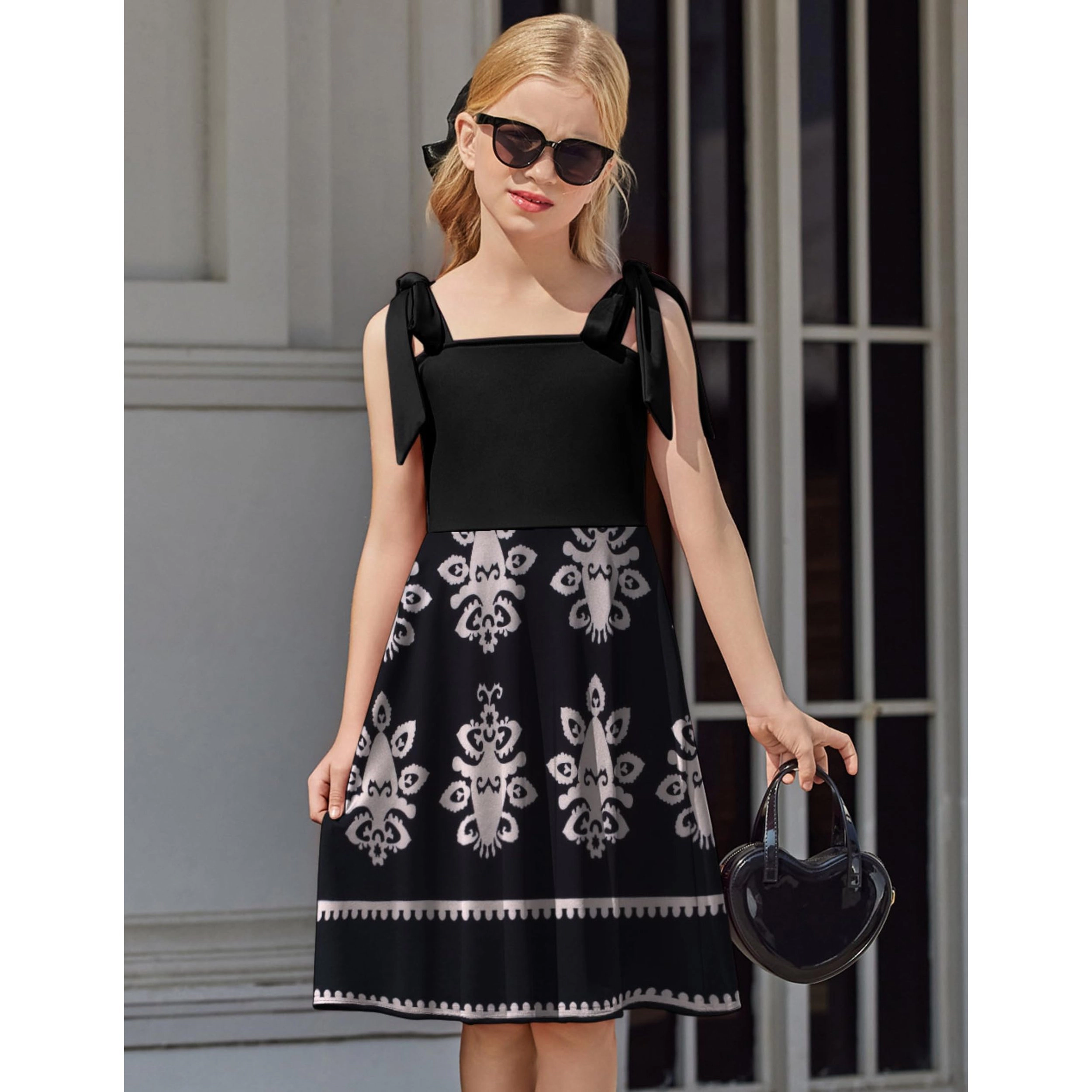 Arshiner Girls Summer Dress Sleeveless Aline Formal Pattern Beach Dresses With Pockets