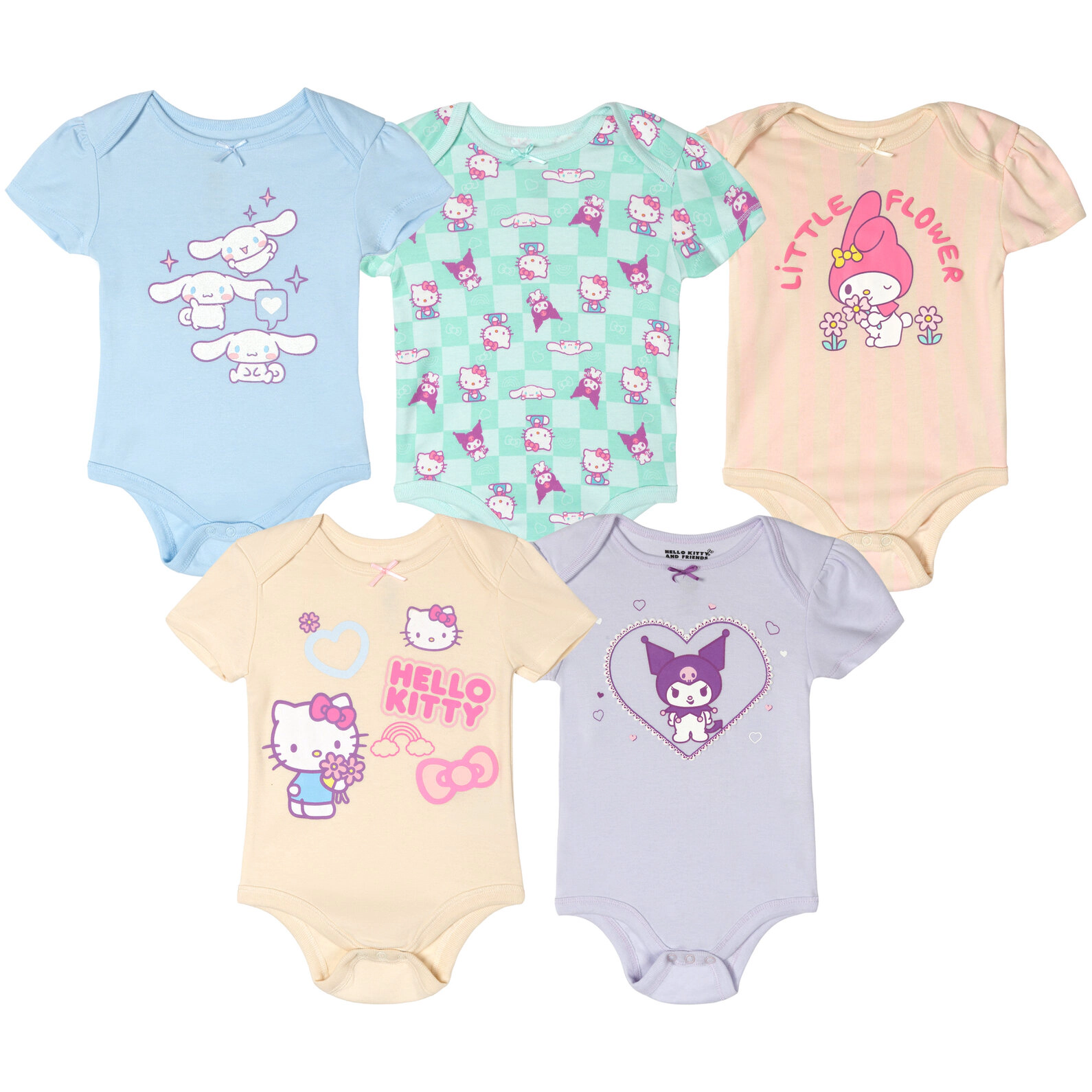 Hello Kitty Baby Girls' 5-Pack One Piece Bodysuits