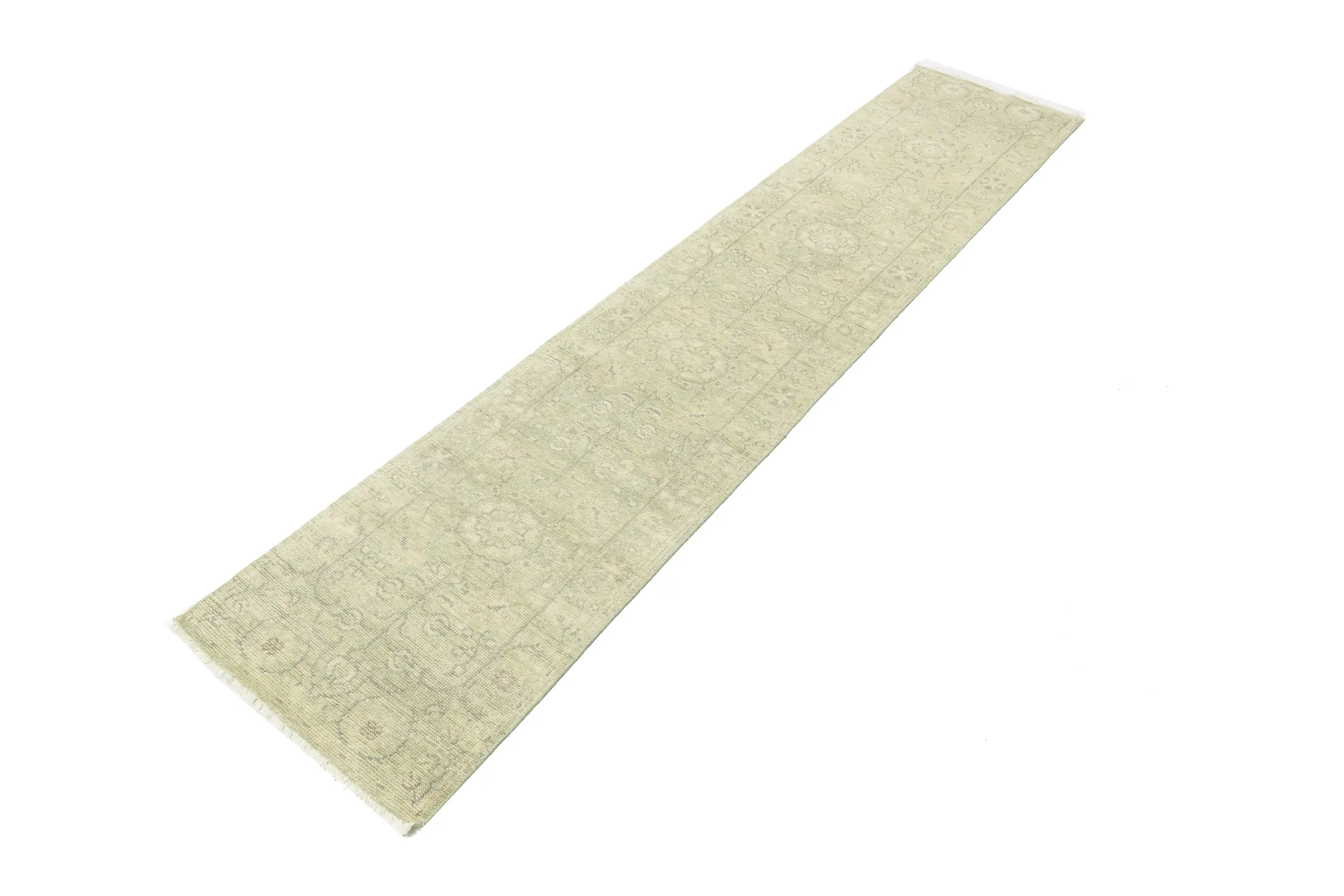 Magic Rugs Muted Green Floral 2'7X11'9 Transitional Oriental Runner Rug