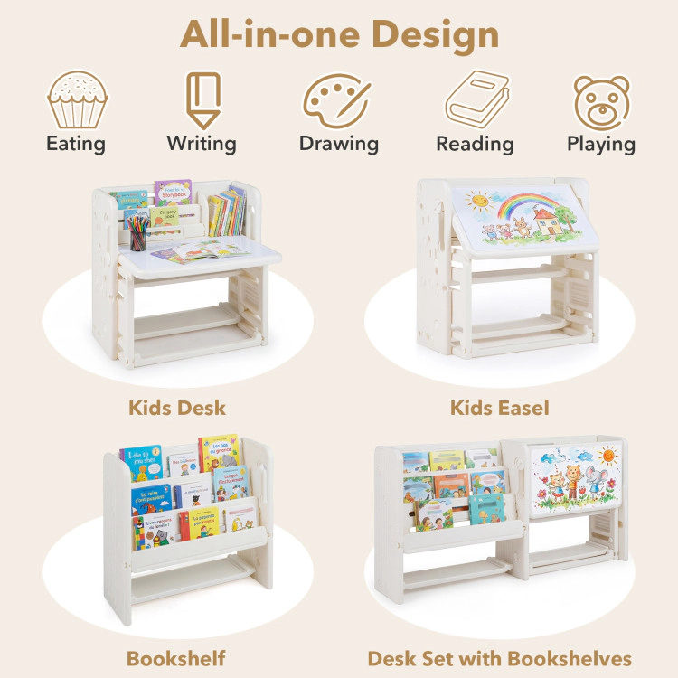 Hivvago Kids Writing Desk And Chair Set With Side Bookshelves