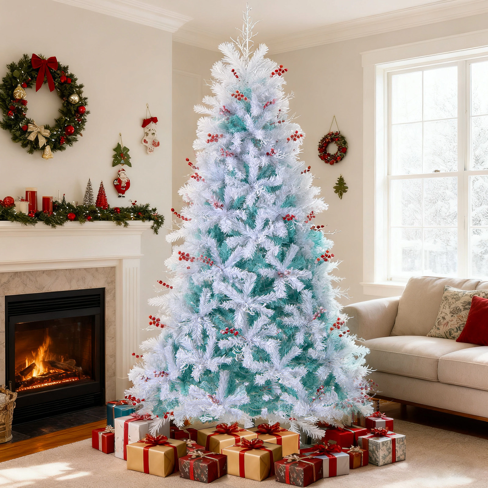 Costway 6/7 FT Pre-lit Artificial Christmas Tree with 599/855 Branch Tips & 250/350 LED Lights