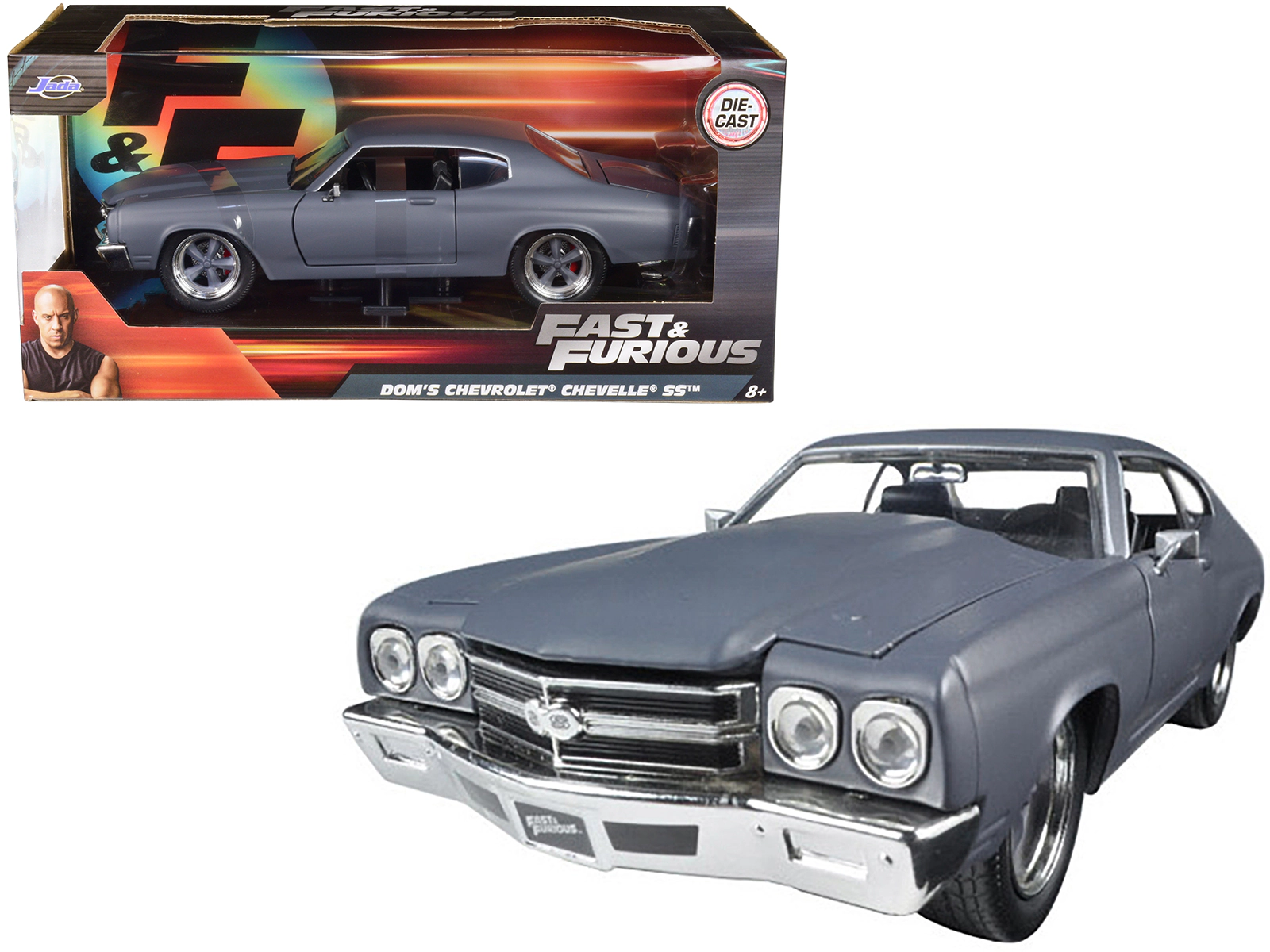 Jada Dom's Chevrolet Chevelle SS Matt Gray "Fast & Furious" Movie 1/24 Diecast Model Car by Jada