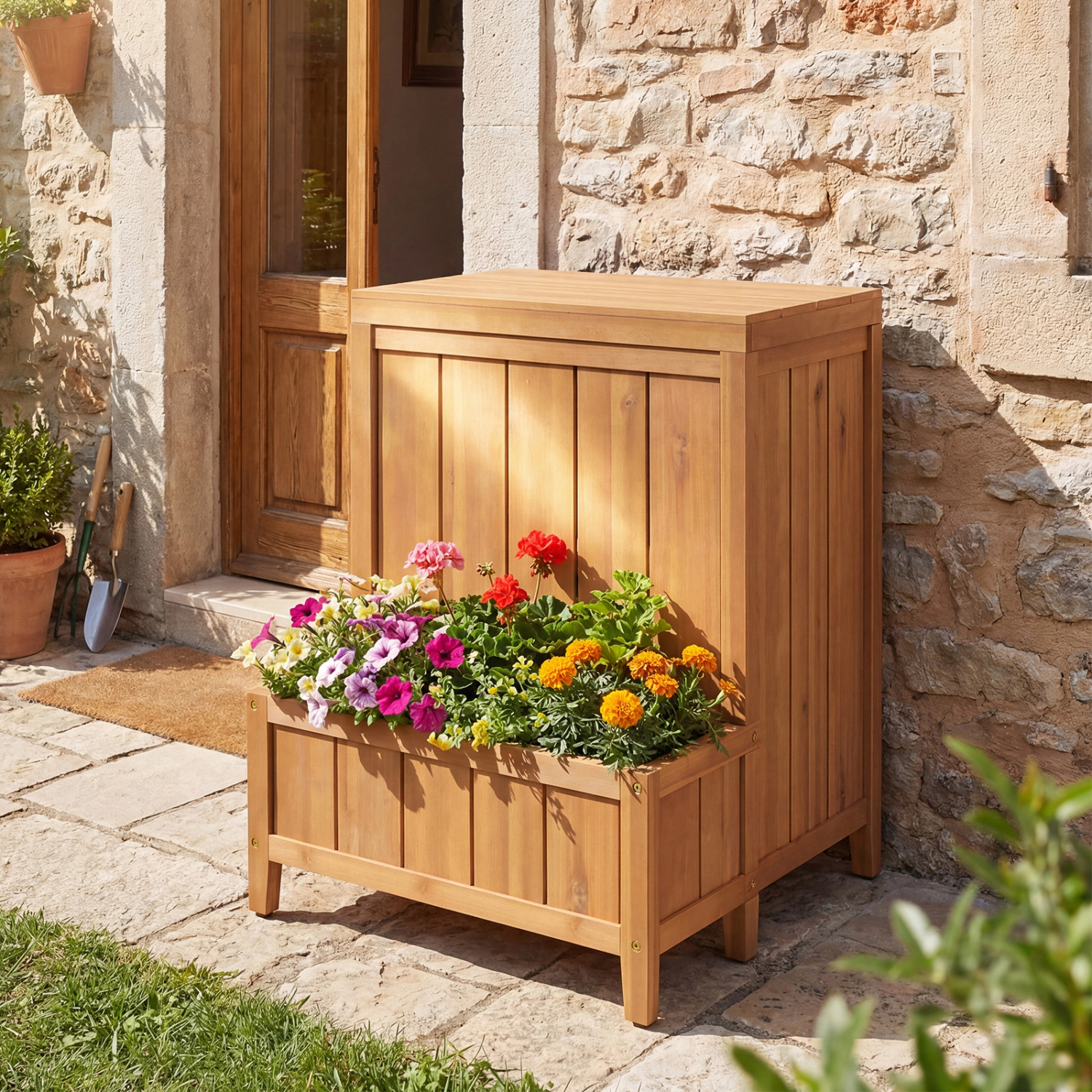 LJG Package Delivery Box with Planter Box for Pool Accessories and Garden Tools