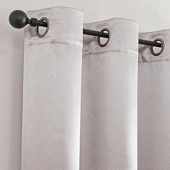 Kate Aurora 1 Piece Riyadh Light Filtering Grommet Top Embossed Diamond Jacquard Window Curtain Panel