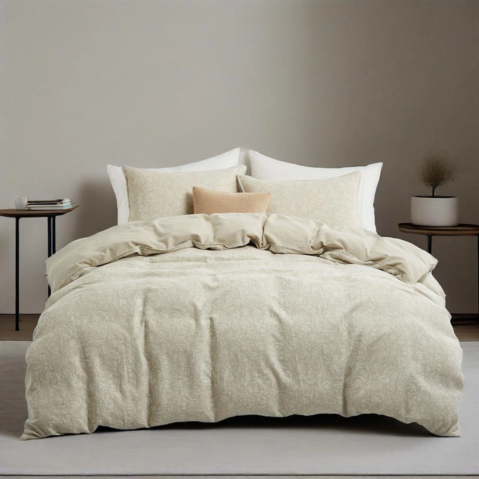 Unikome Linen-Cotton Blend Duvet Cover Set - Soft, Breathable & Textured Bedding
